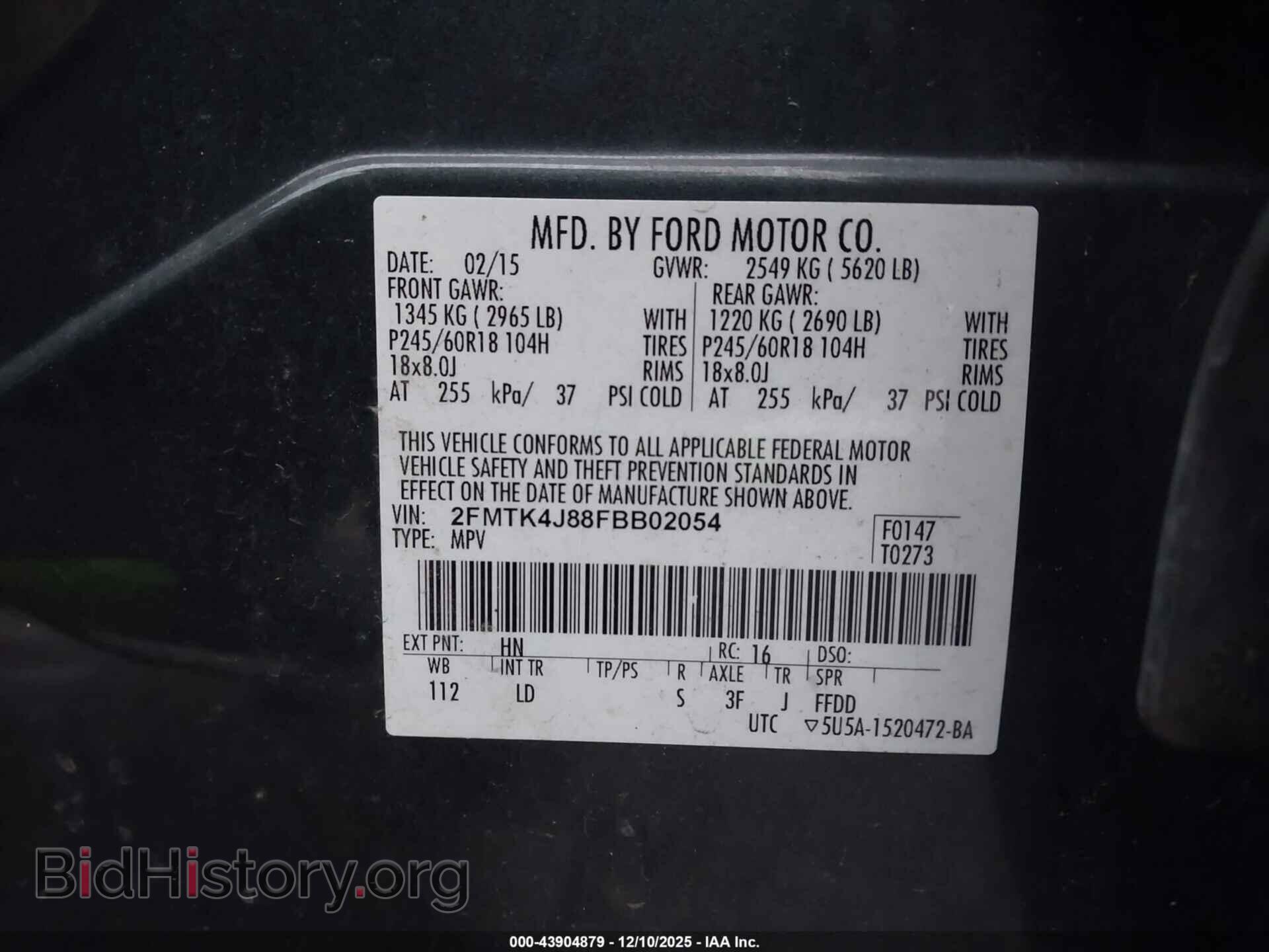 2015 FORD EDGE - VIN: 2FMTK4J88FBB02054 - Photo 9