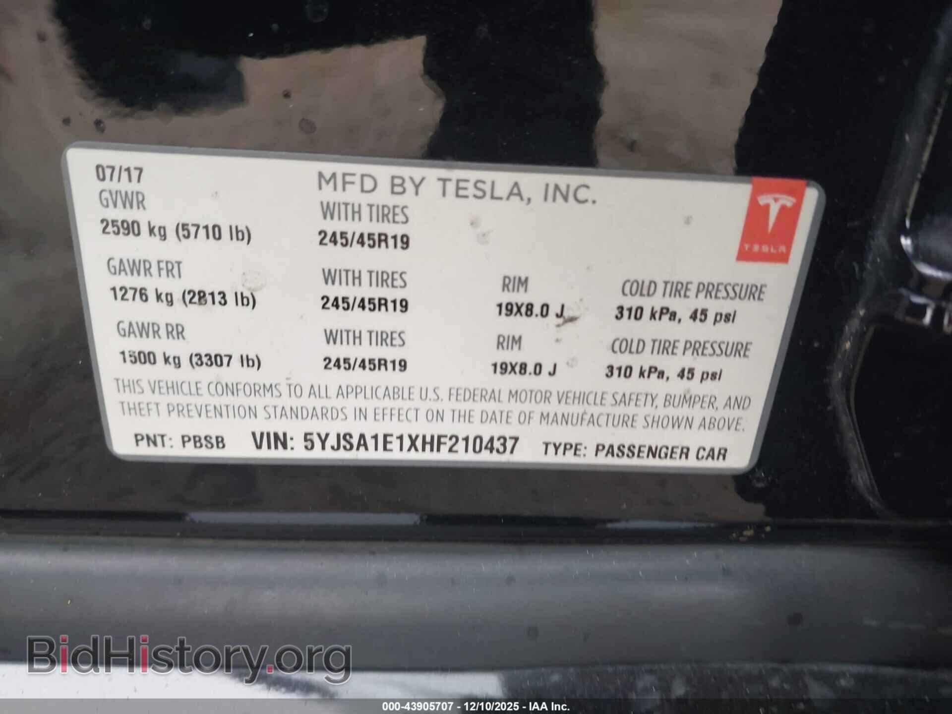 2017 TESLA MODEL S - VIN: 5YJSA1E1XHF210437 - Photo 9