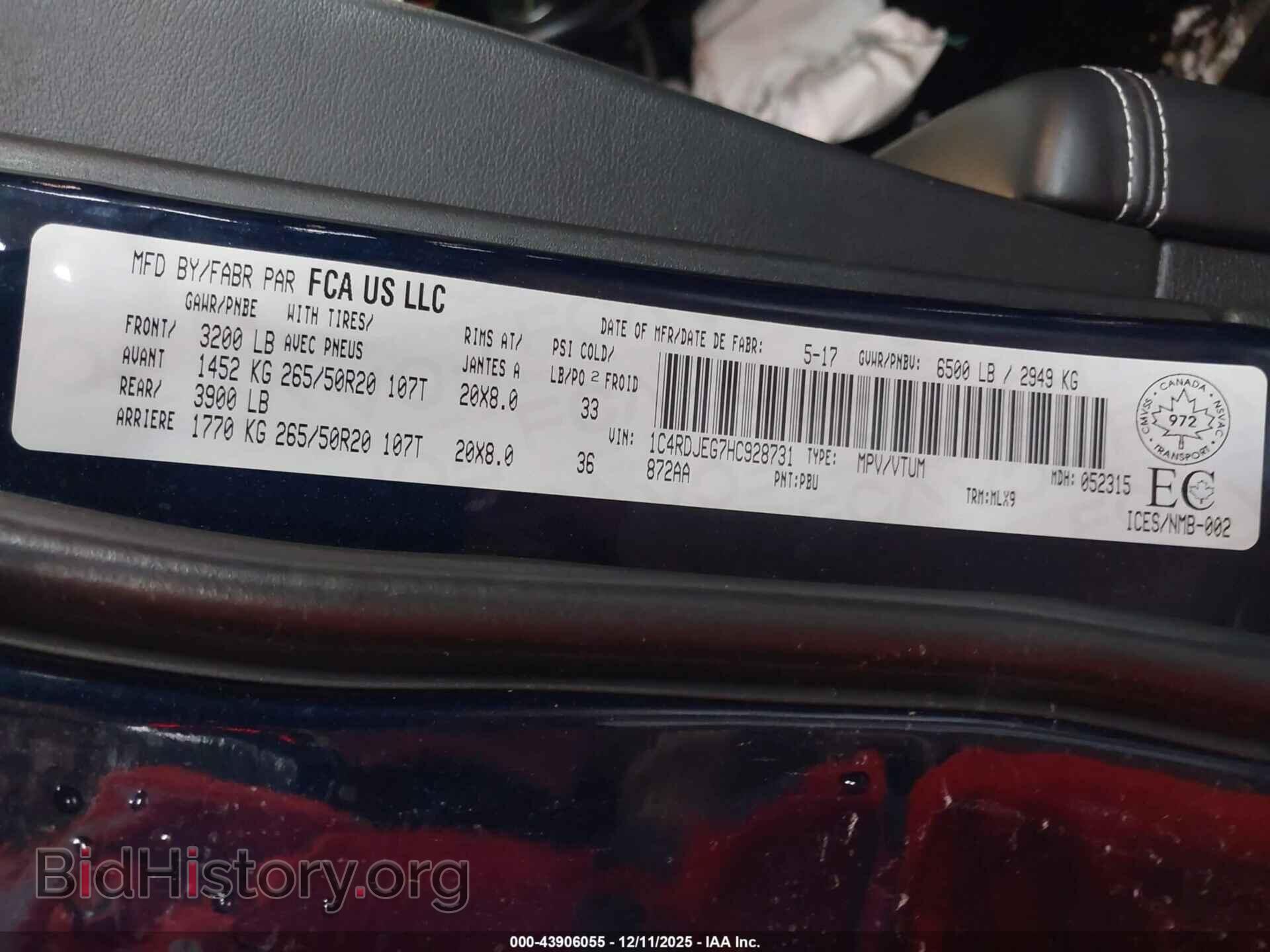2017 DODGE DURANGO - VIN: 1C4RDJEG7HC928731 - Photo 9