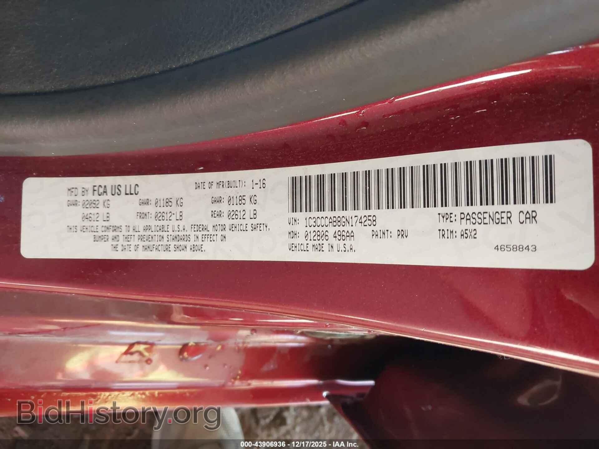 2016 CHRYSLER 200 - VIN: 1C3CCCAB8GN174258 - Фото 9