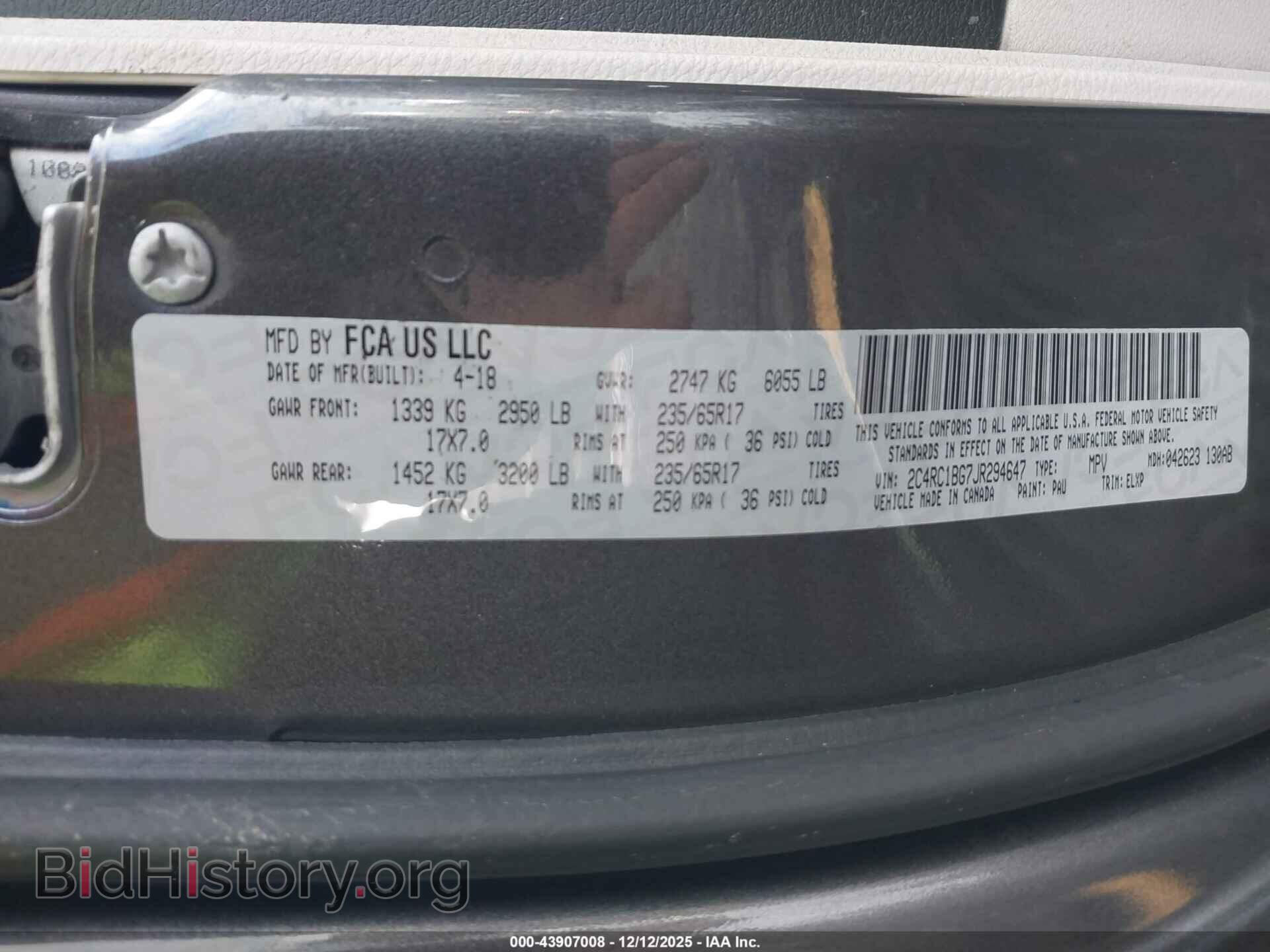 2018 CHRYSLER PACIFICA - VIN: 2C4RC1BG7JR294647 - Photo 9