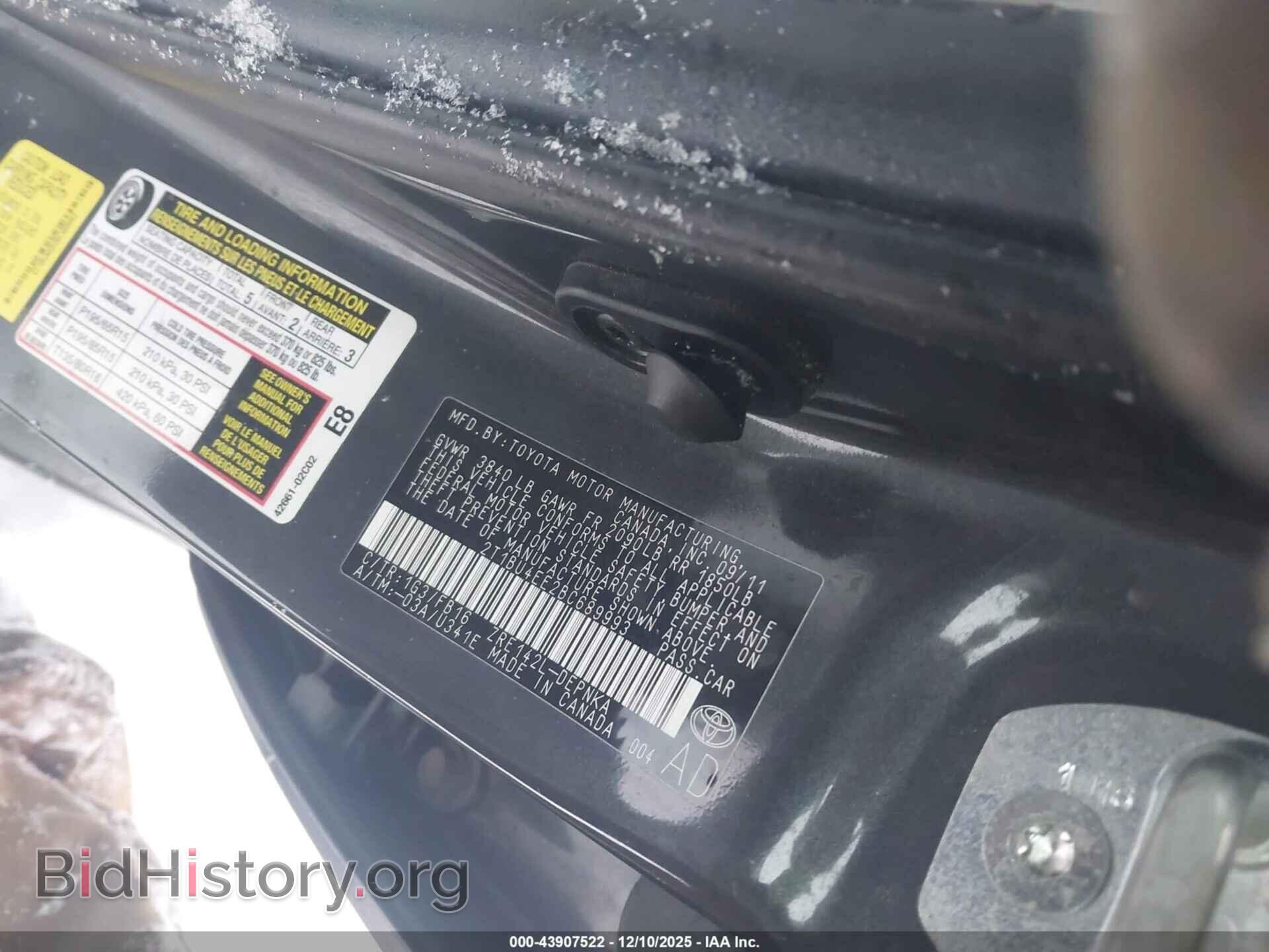 2011 TOYOTA COROLLA - VIN: 2T1BU4EE2BC689993 - Фото 9