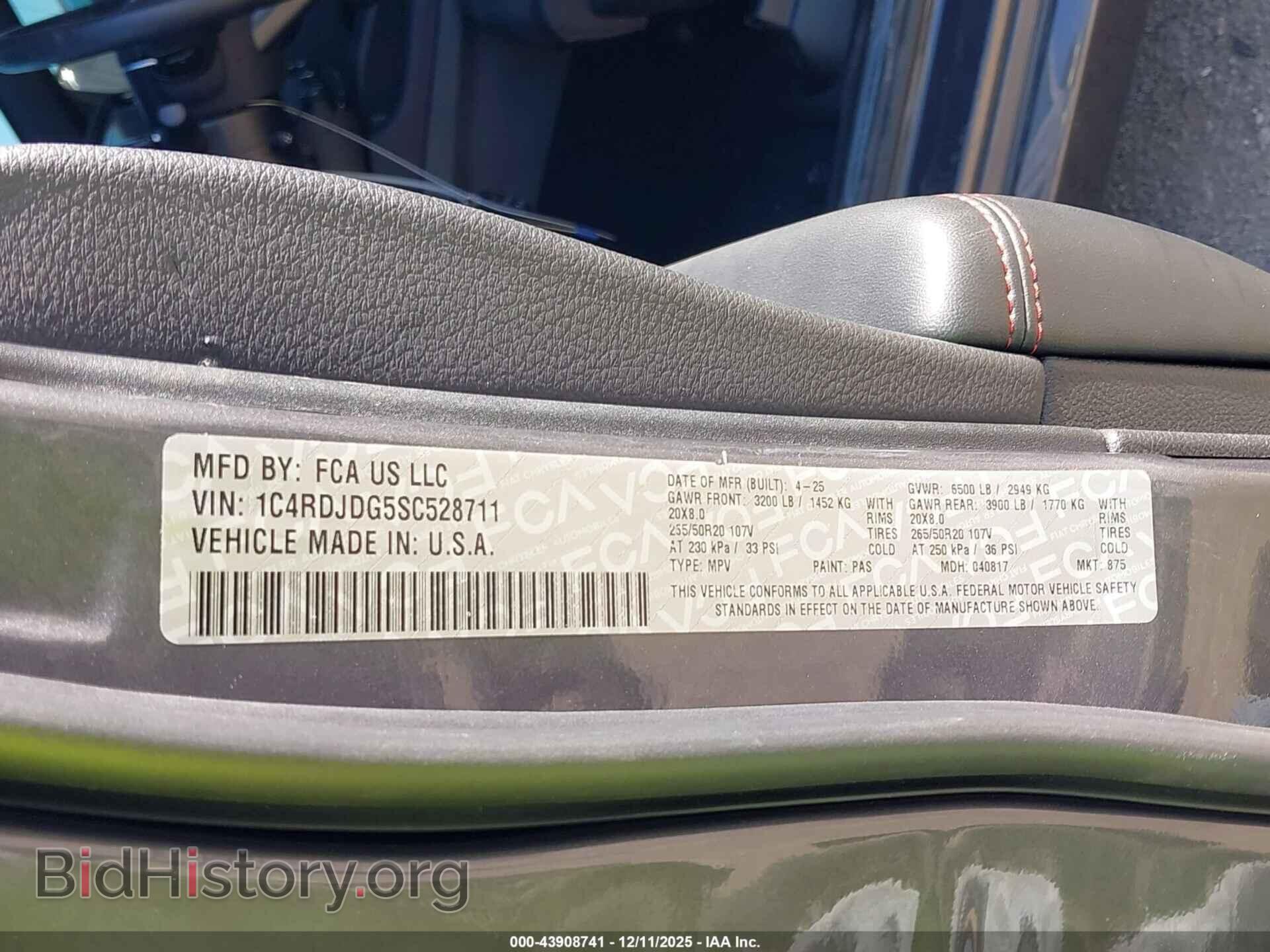 2025 DODGE DURANGO - VIN: 1C4RDJDG5SC528711 - Фото 9