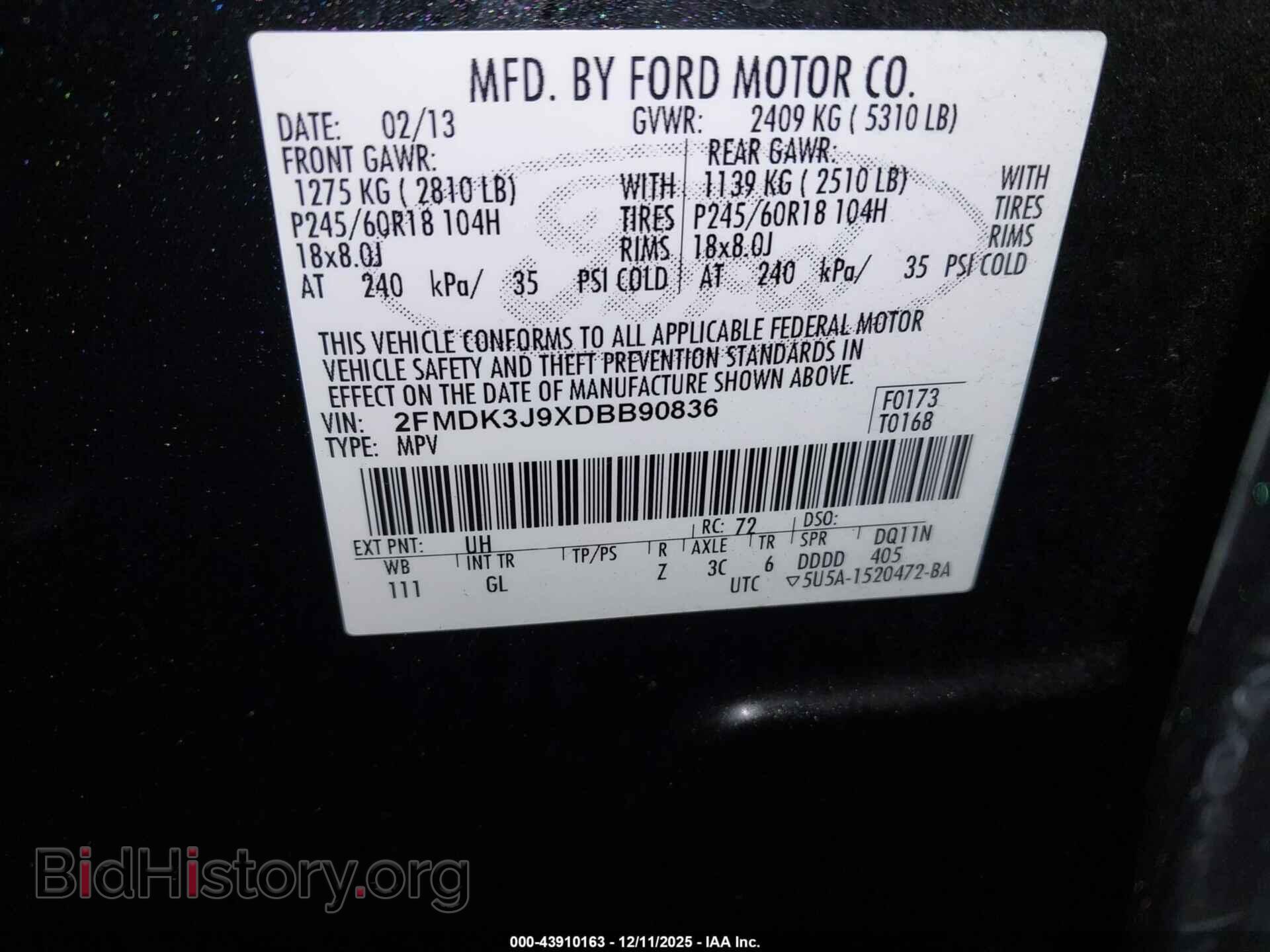 2013 FORD EDGE - VIN: 2FMDK3J9XDBB90836 - Фото 9