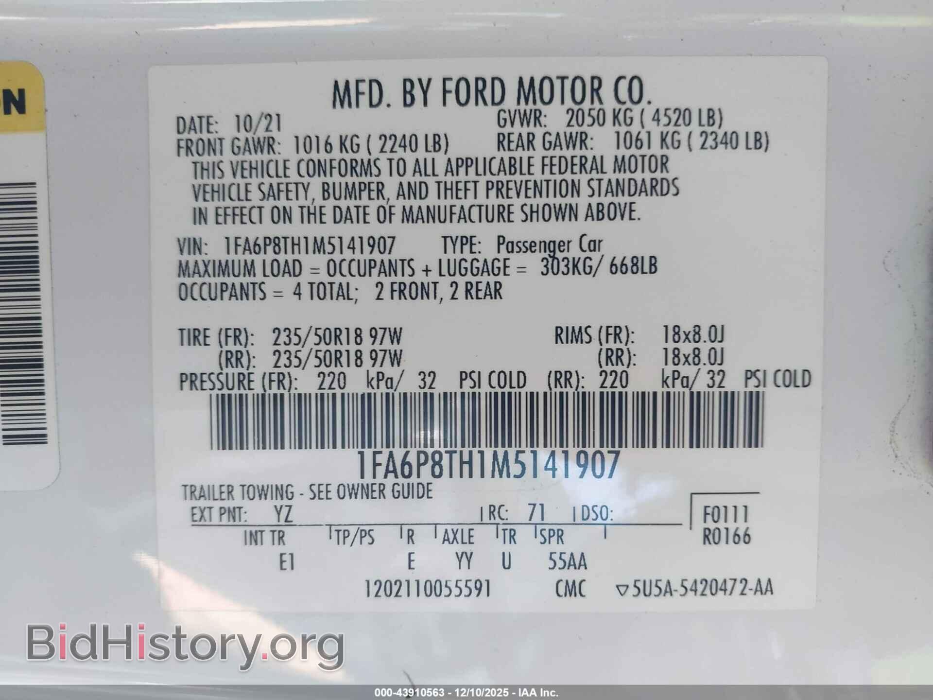 2021 FORD MUSTANG - VIN: 1FA6P8TH1M5141907 - Фото 9