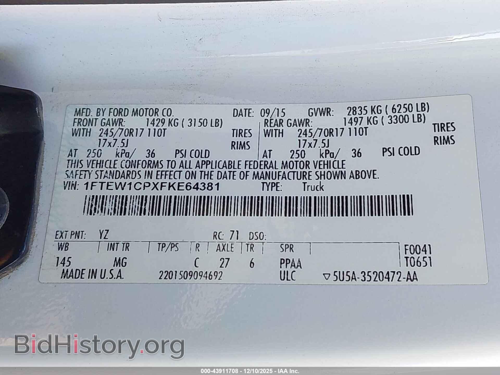 2015 FORD F-150 - VIN: 1FTEW1CPXFKE64381 - Фото 9