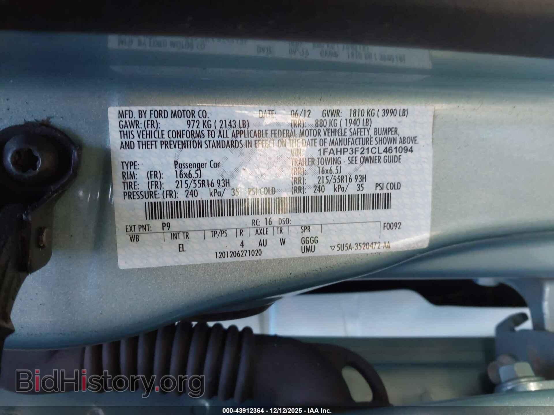 2012 FORD FOCUS - VIN: 1FAHP3F21CL461094 - Photo 9