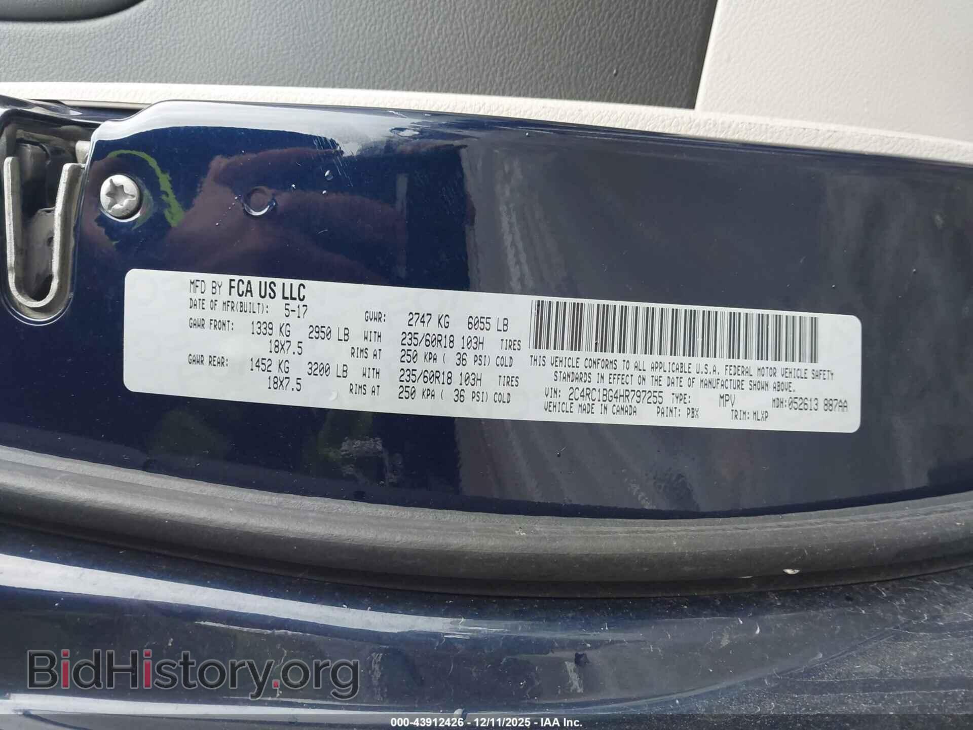 2017 CHRYSLER PACIFICA - VIN: 2C4RC1BG4HR797255 - Фото 9