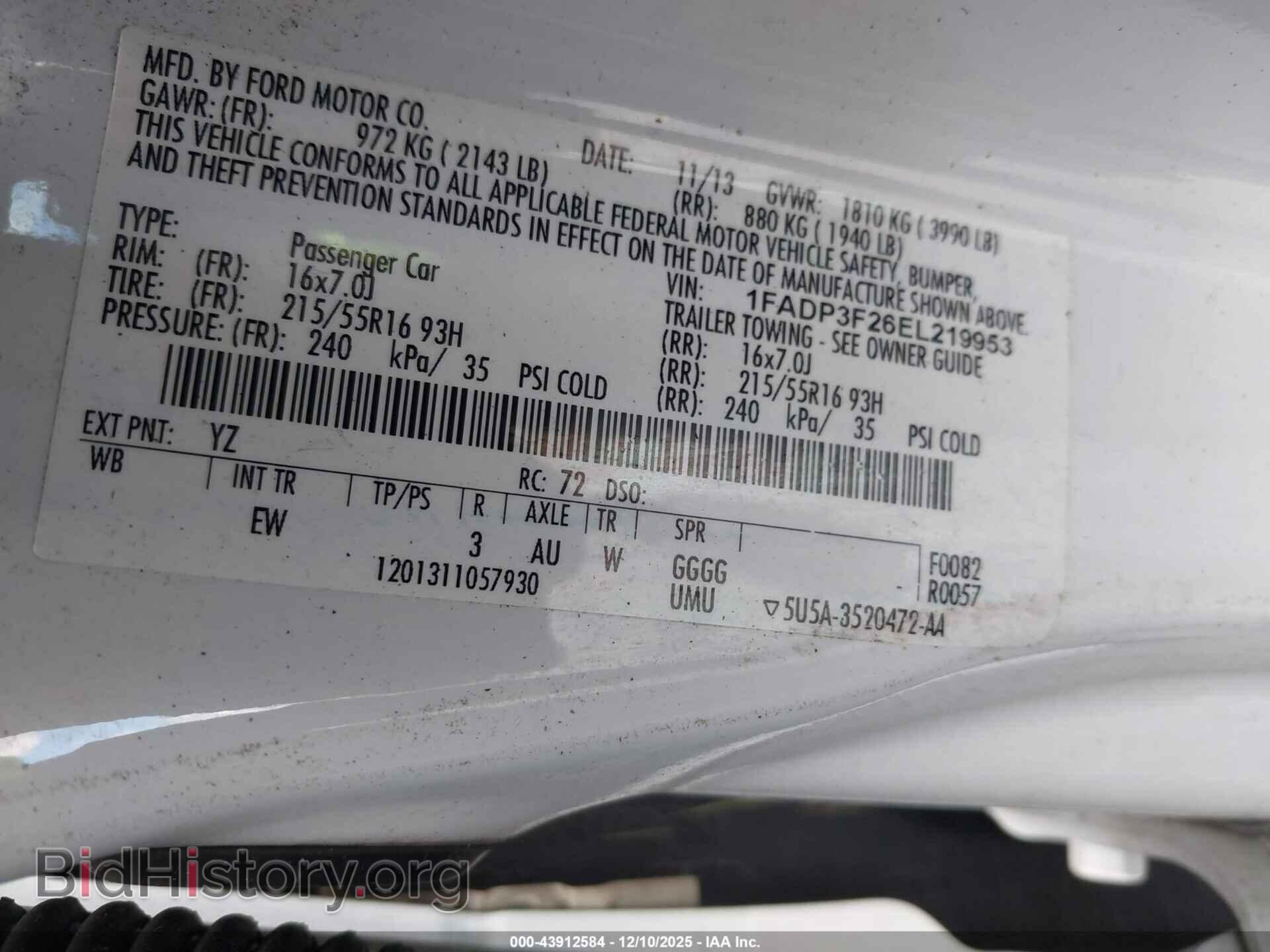 2014 FORD FOCUS - VIN: 1FADP3F26EL219953 - Фото 9