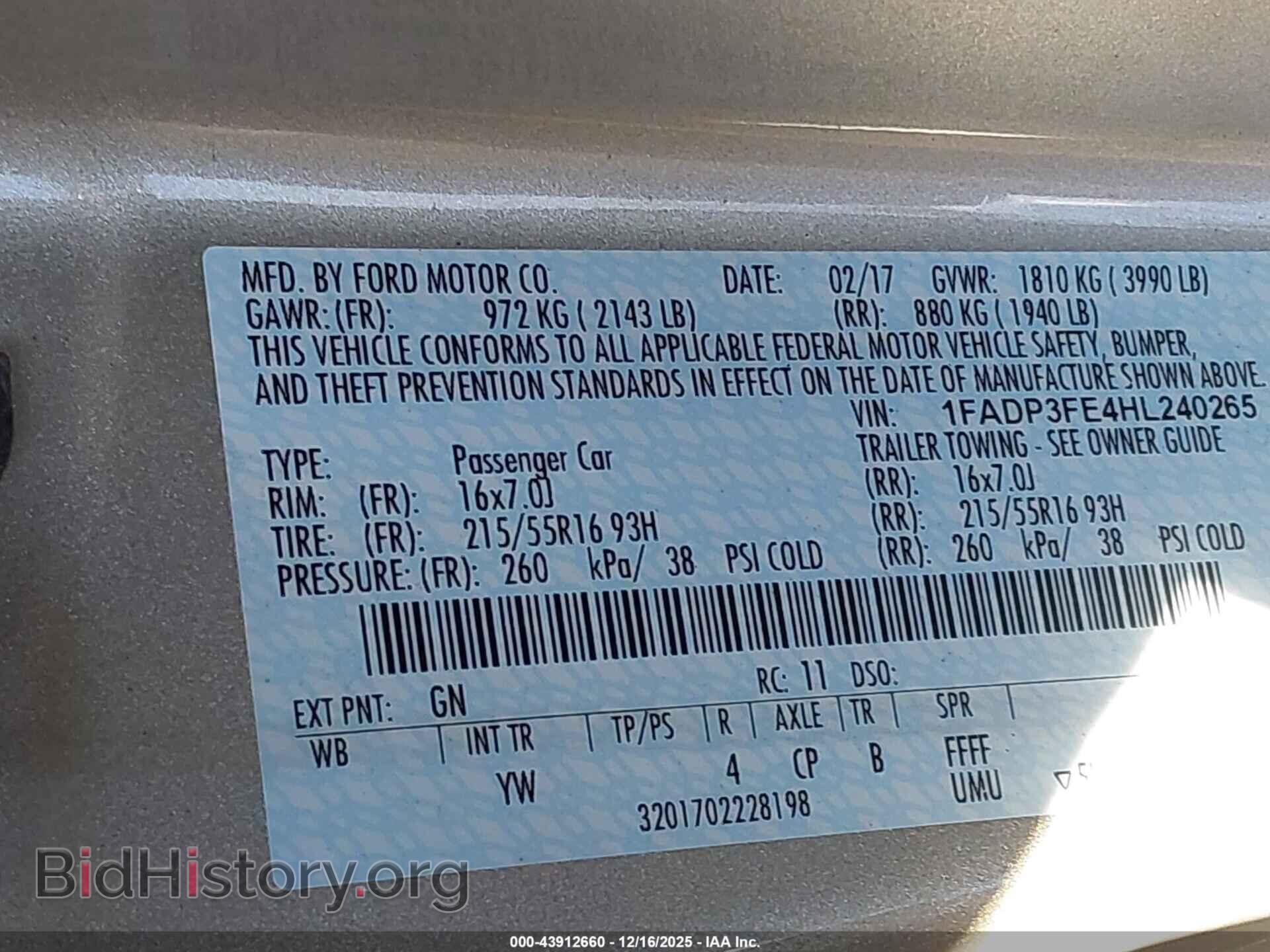 2017 FORD FOCUS - VIN: 1FADP3FE4HL240265 - Фото 9