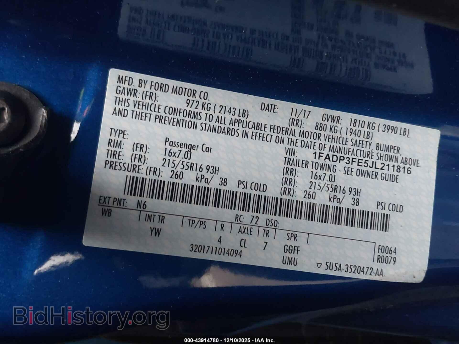 2018 FORD FOCUS - VIN: 1FADP3FE5JL211816 - Фото 9