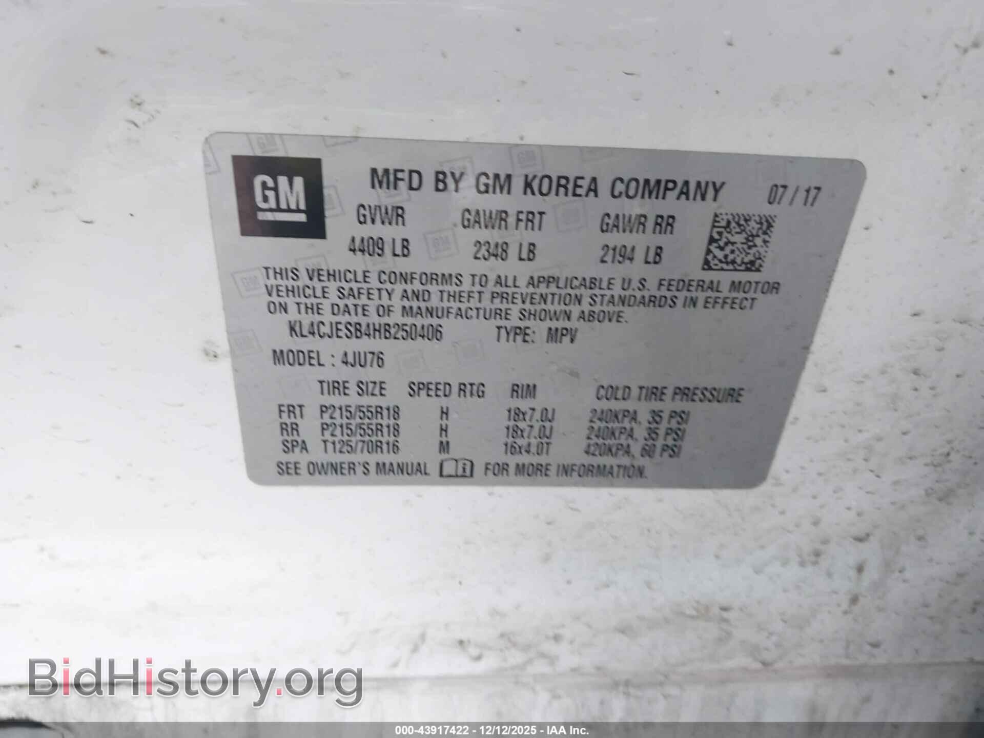 2017 BUICK ENCORE - VIN: KL4CJESB4HB250406 - Photo 9