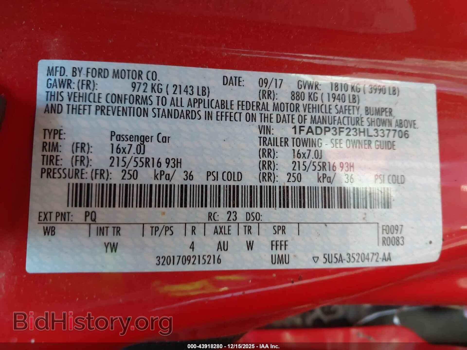 2017 FORD FOCUS - VIN: 1FADP3F23HL337706 - Фото 9