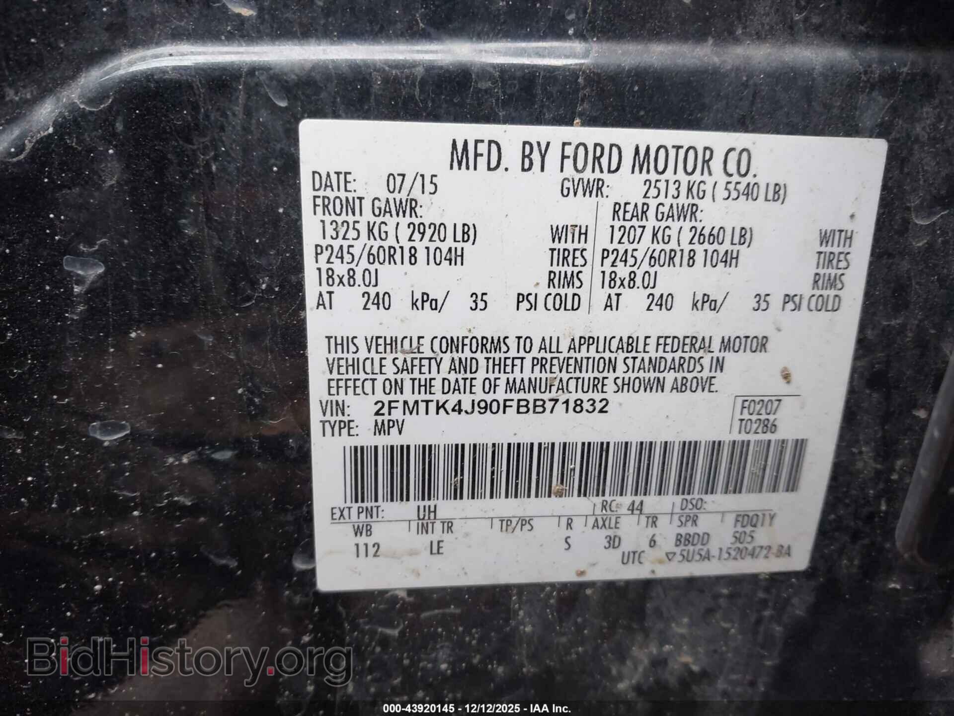 2015 FORD EDGE - VIN: 2FMTK4J90FBB71832 - Photo 9