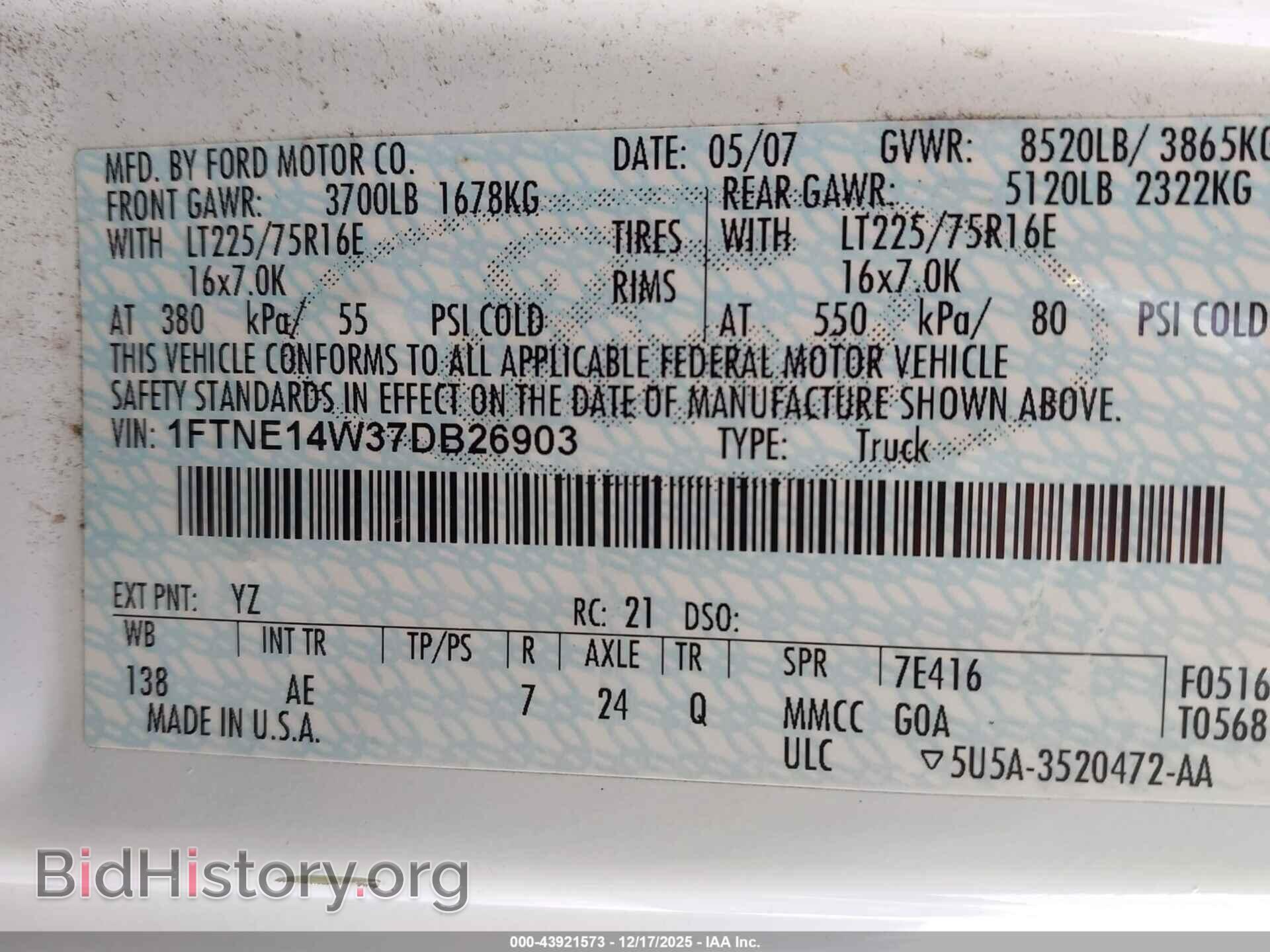 2007 FORD E-150 - VIN: 1FTNE14W37DB26903 - Фото 9