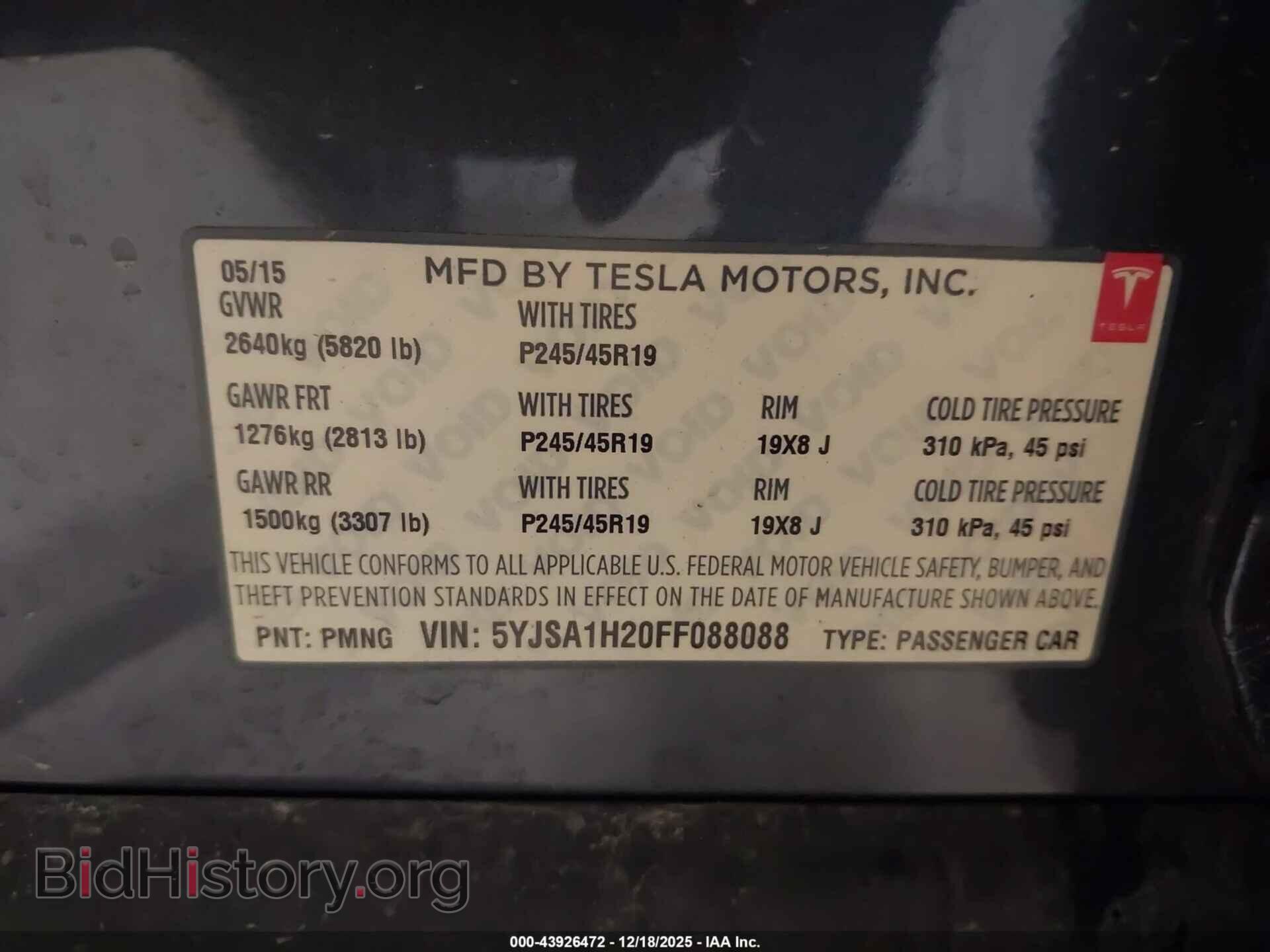 2015 TESLA MODEL S - VIN: 5YJSA1H20FF088088 - Photo 9