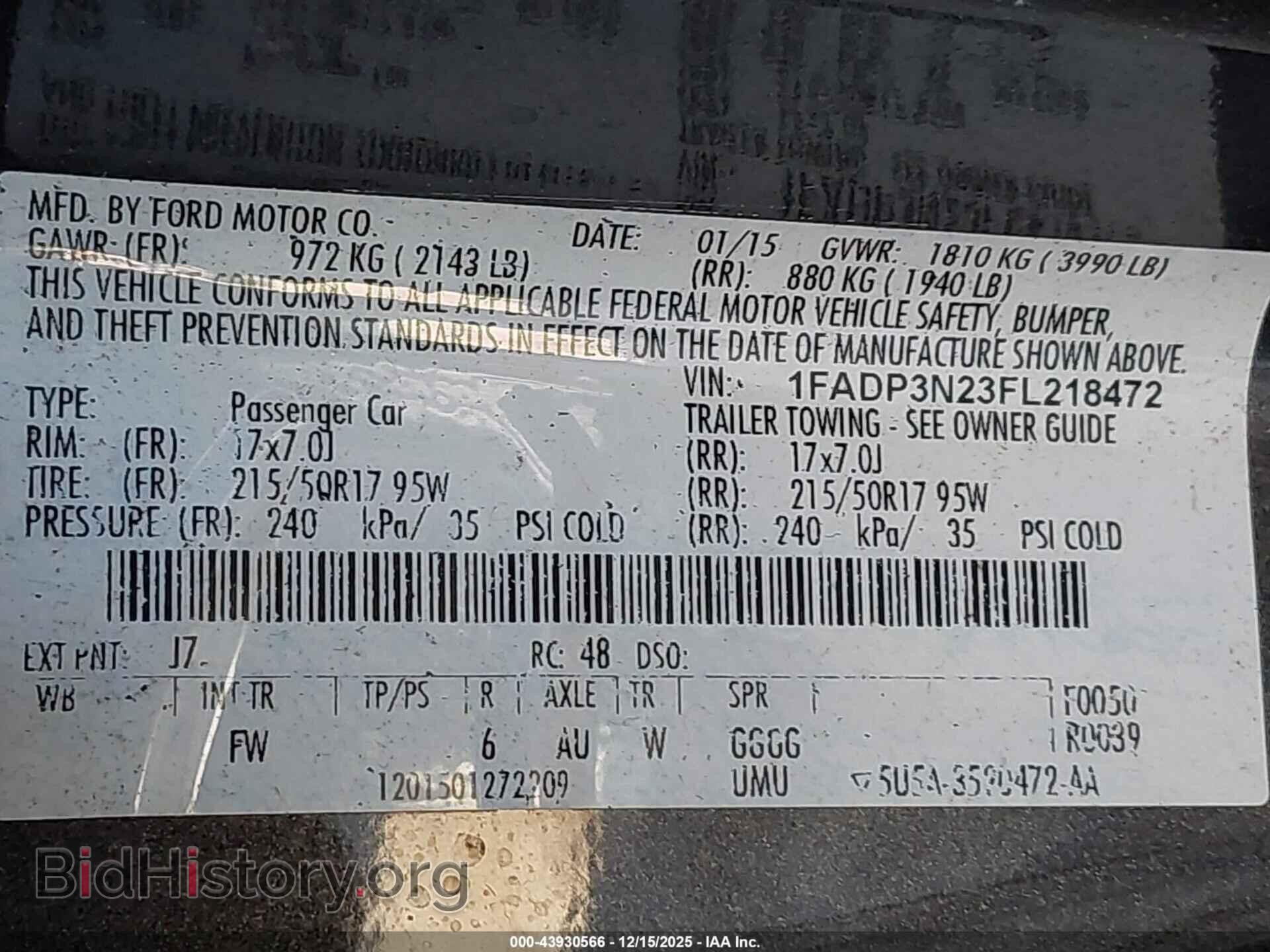 2015 FORD FOCUS - VIN: 1FADP3N23FL218472 - Photo 9