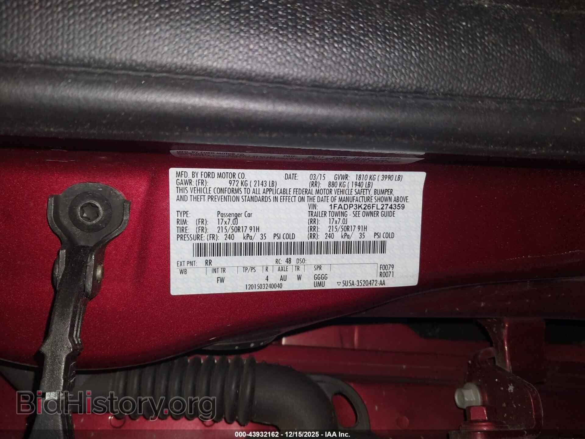 2015 FORD FOCUS - VIN: 1FADP3K26FL274359 - Фото 9