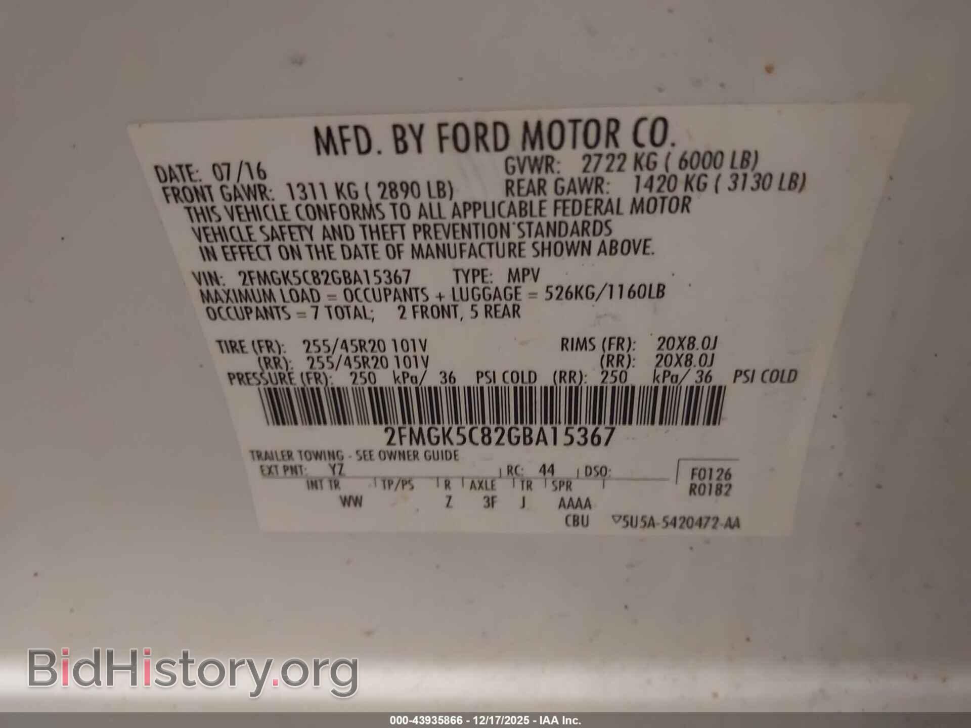 2016 FORD FLEX - VIN: 2FMGK5C82GBA15367 - Photo 9