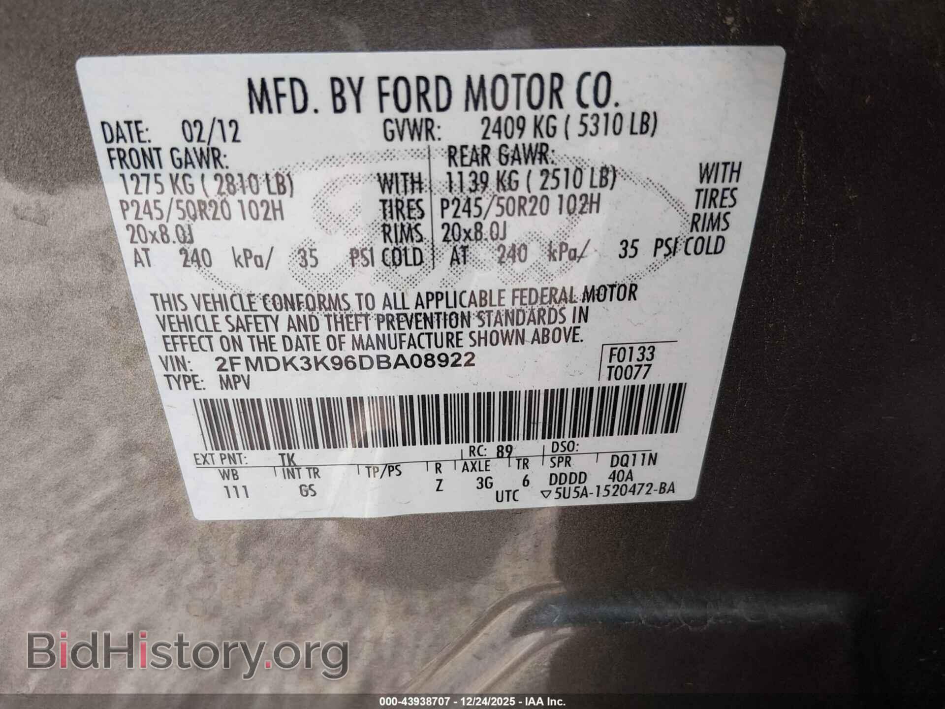 2013 FORD EDGE - VIN: 2FMDK3K96DBA08922 - Фото 9