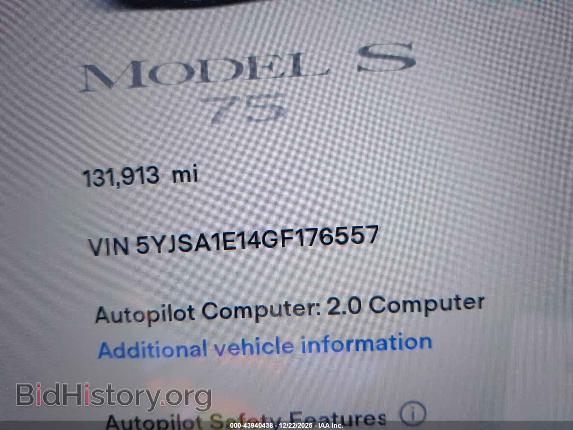 2016 TESLA MODEL S - VIN: 5YJSA1E14GF176557 - Photo 7