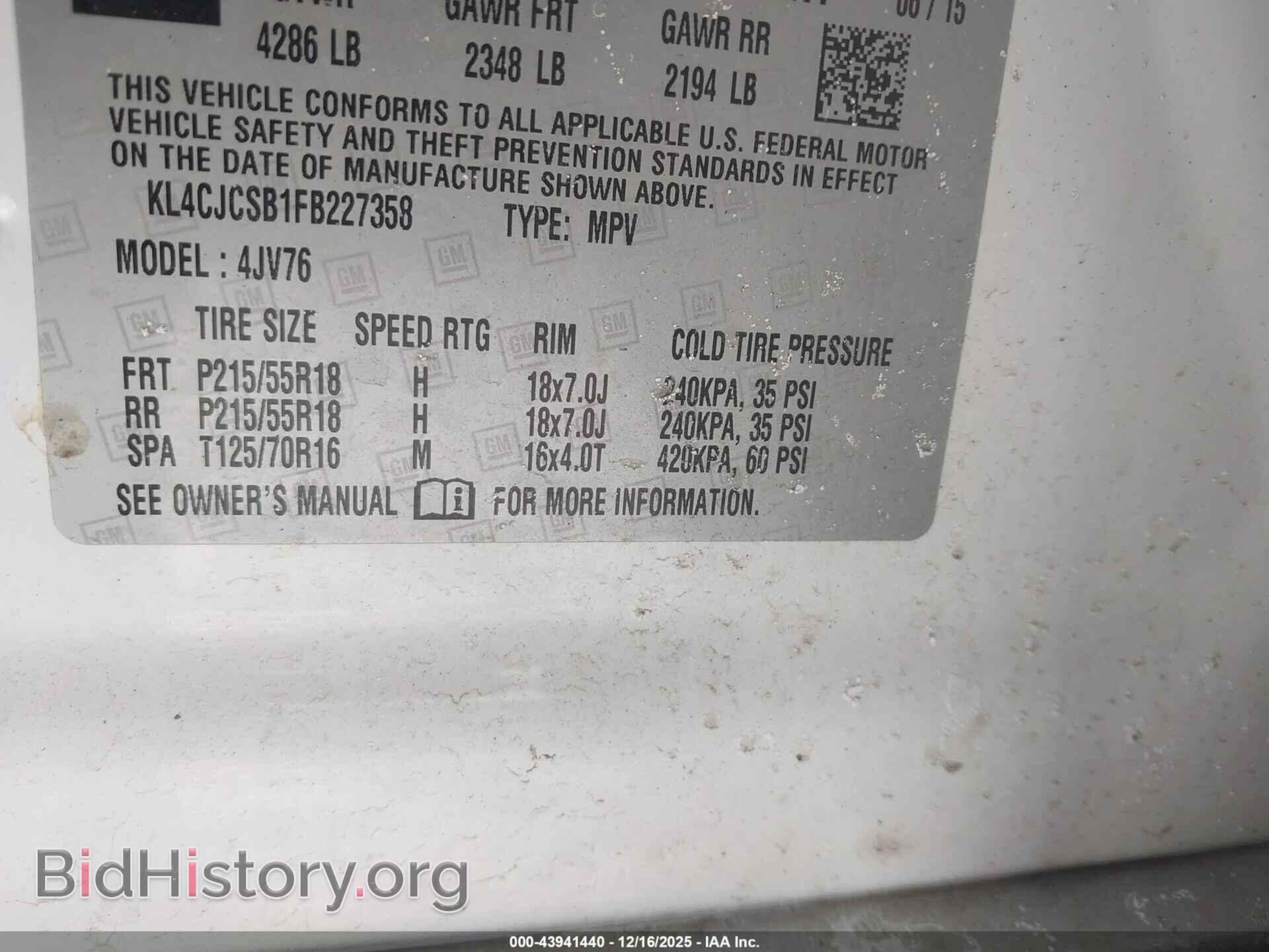 2015 BUICK ENCORE - VIN: KL4CJCSB1FB227358 - Фото 9