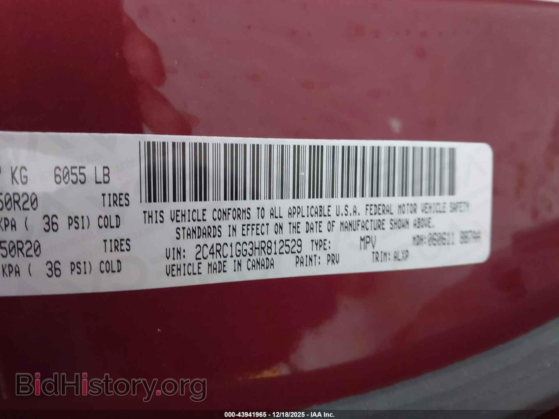 2017 CHRYSLER PACIFICA - VIN: 2C4RC1GG3HR812529 - Фото 9
