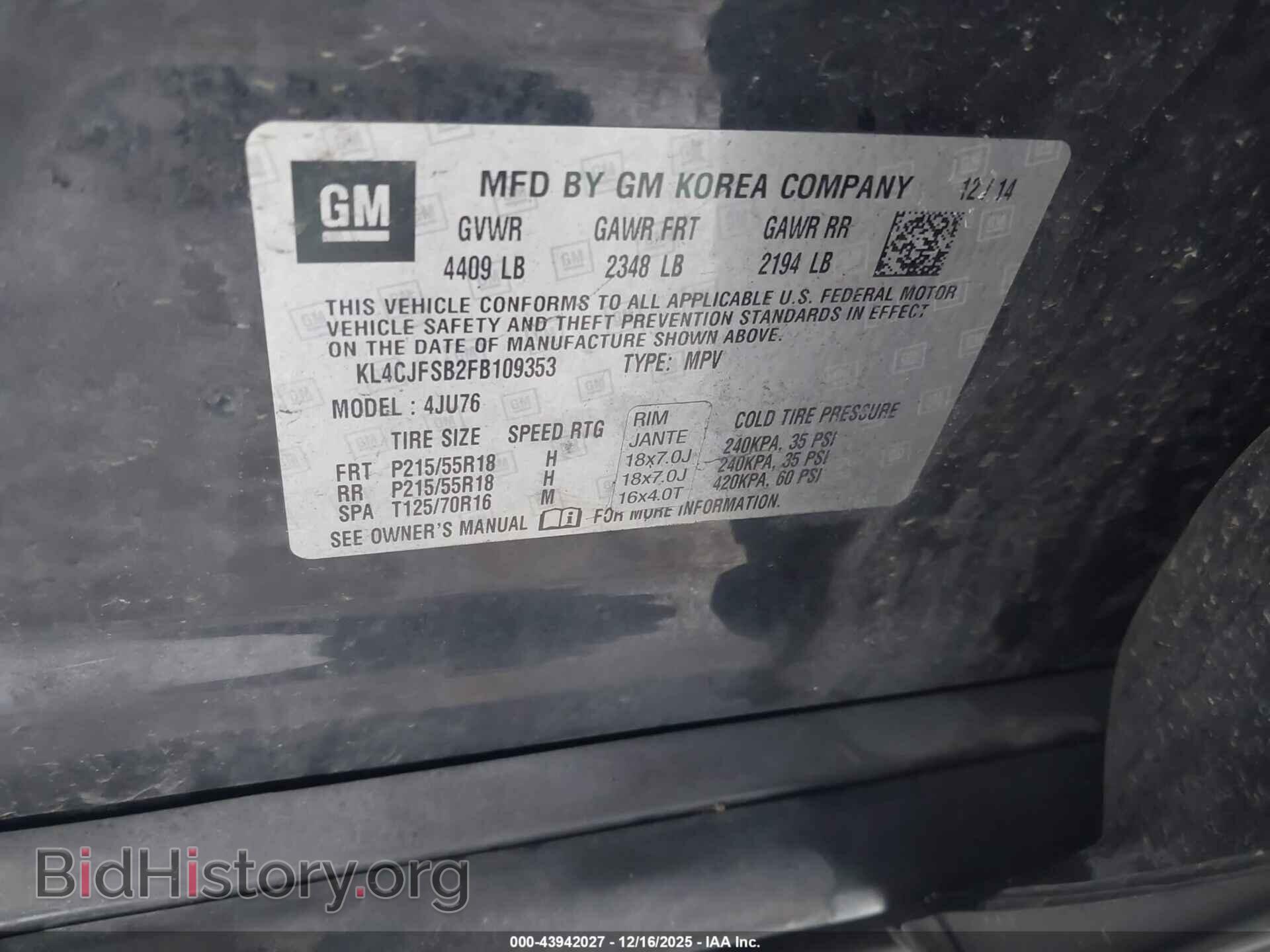 2015 BUICK ENCORE - VIN: KL4CJFSB2FB109353 - Photo 9