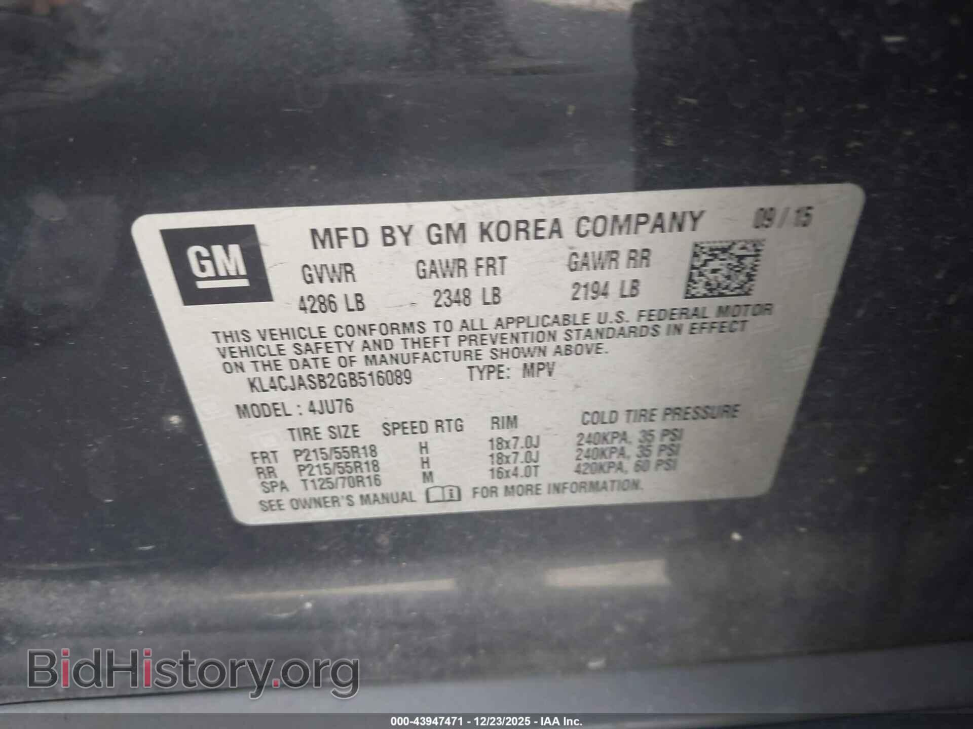 2016 BUICK ENCORE - VIN: KL4CJASB2GB516089 - Photo 9