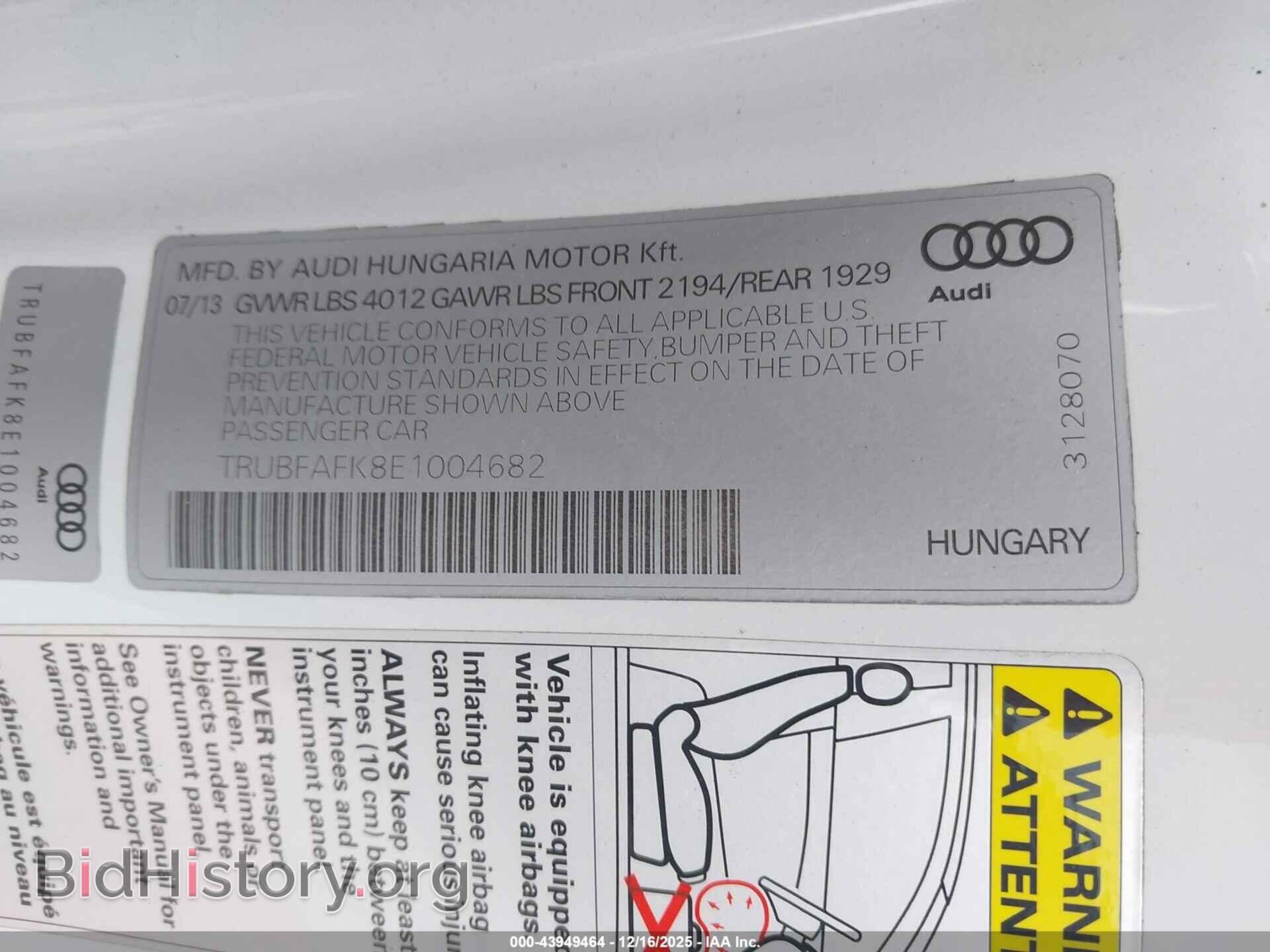 2014 AUDI TT - VIN: TRUBFAFK8E1004682 - Photo 9