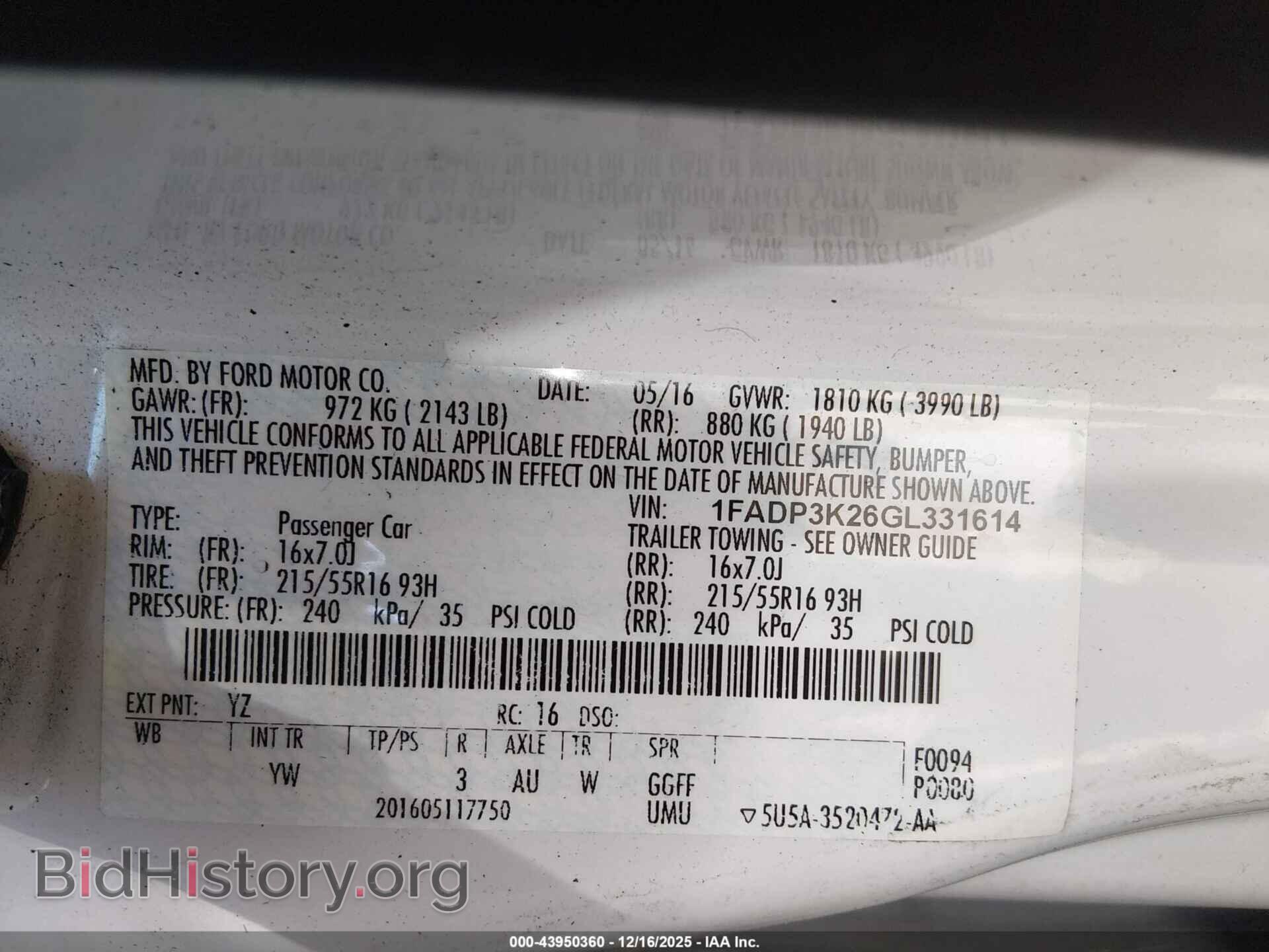 2016 FORD FOCUS - VIN: 1FADP3K26GL331614 - Фото 9