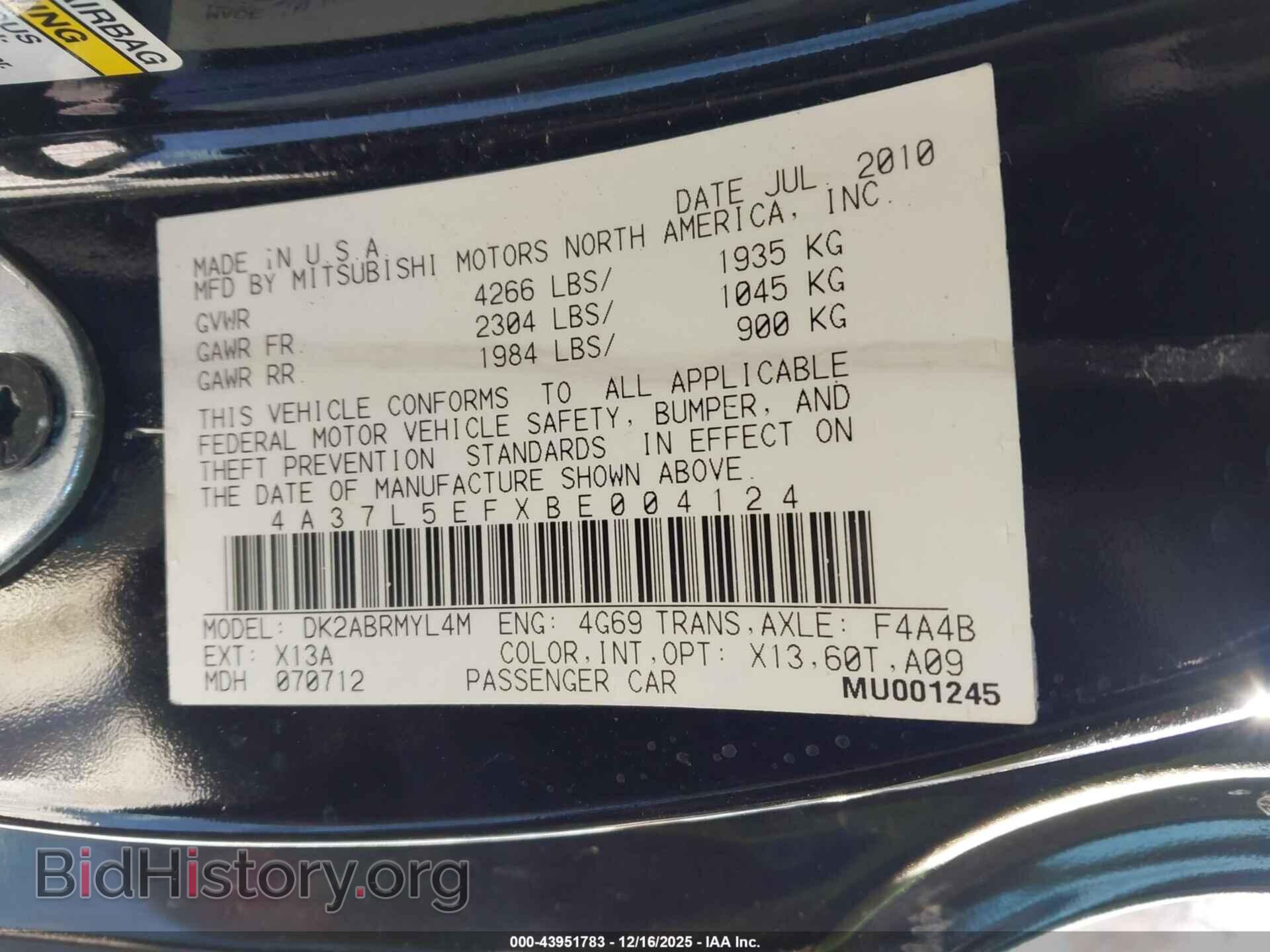 2011 MITSUBISHI ECLIPSE SPYDER - VIN: 4A37L5EFXBE004124 - Фото 9