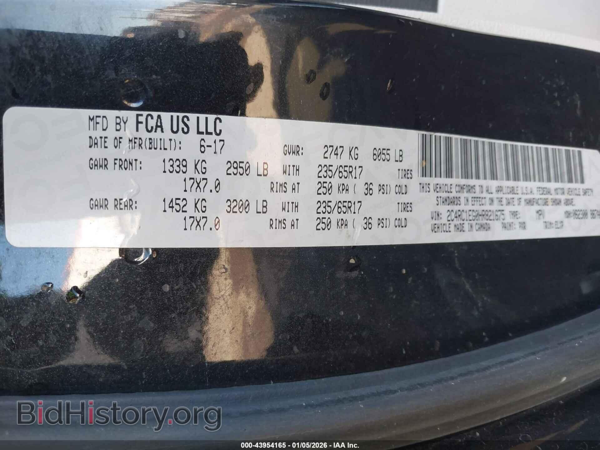 2017 CHRYSLER PACIFICA - VIN: 2C4RC1EG0HR821675 - Фото 9