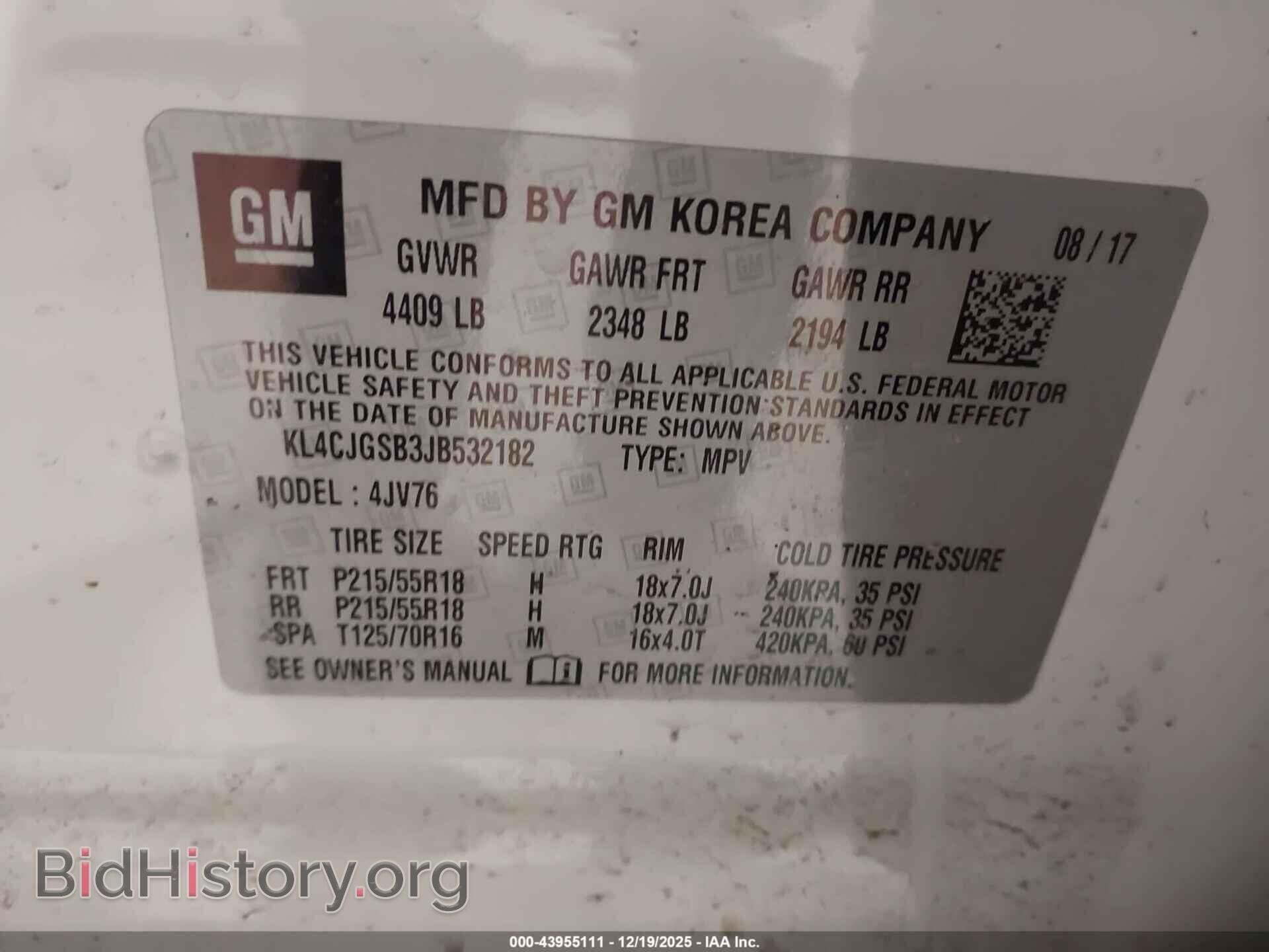 2018 BUICK ENCORE - VIN: KL4CJGSB3JB532182 - Photo 9