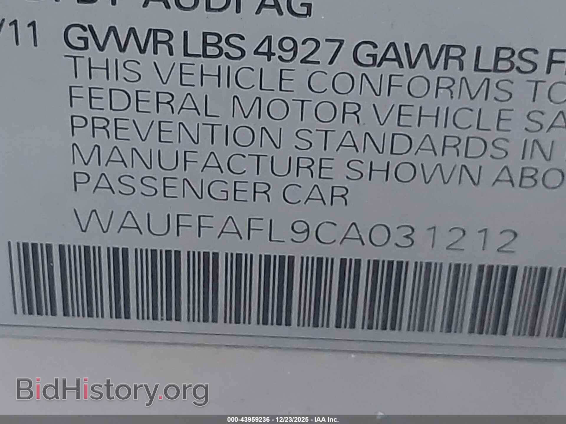2012 AUDI A4 - VIN: WAUFFAFL9CA031212 - Фото 9