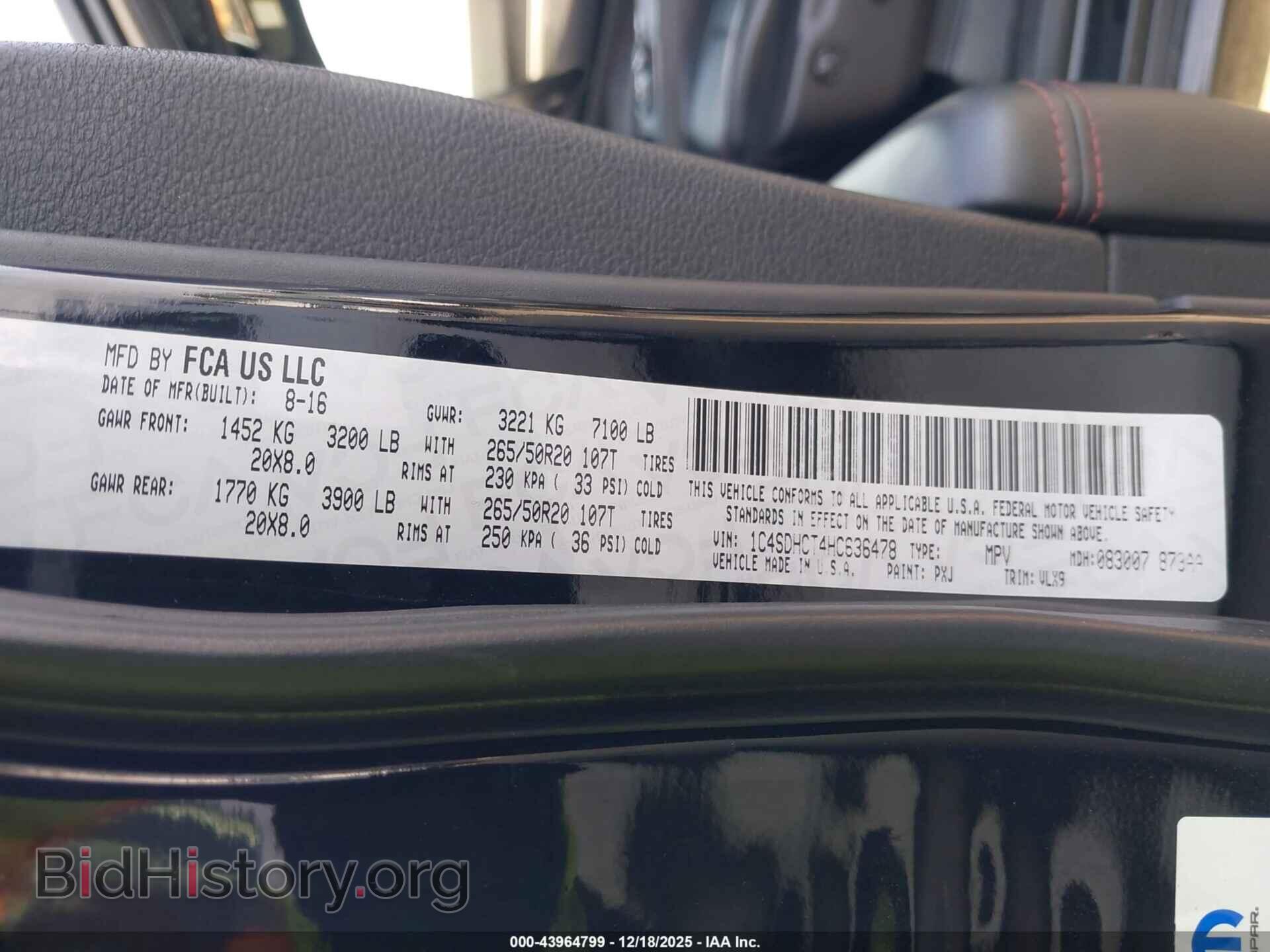 2017 DODGE DURANGO - VIN: 1C4SDHCT4HC636478 - Photo 9