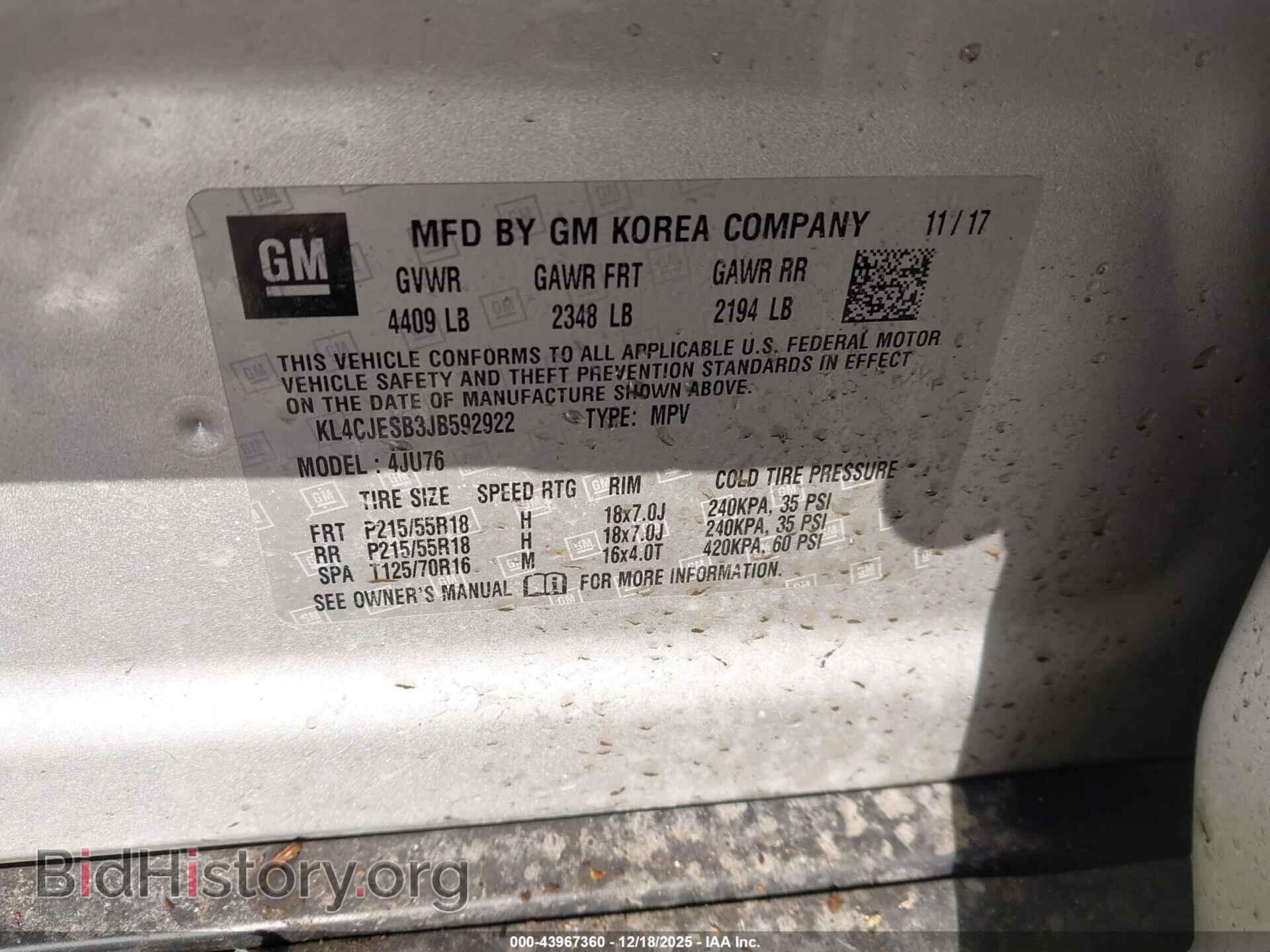 2018 BUICK ENCORE - VIN: KL4CJESB3JB592922 - Photo 9
