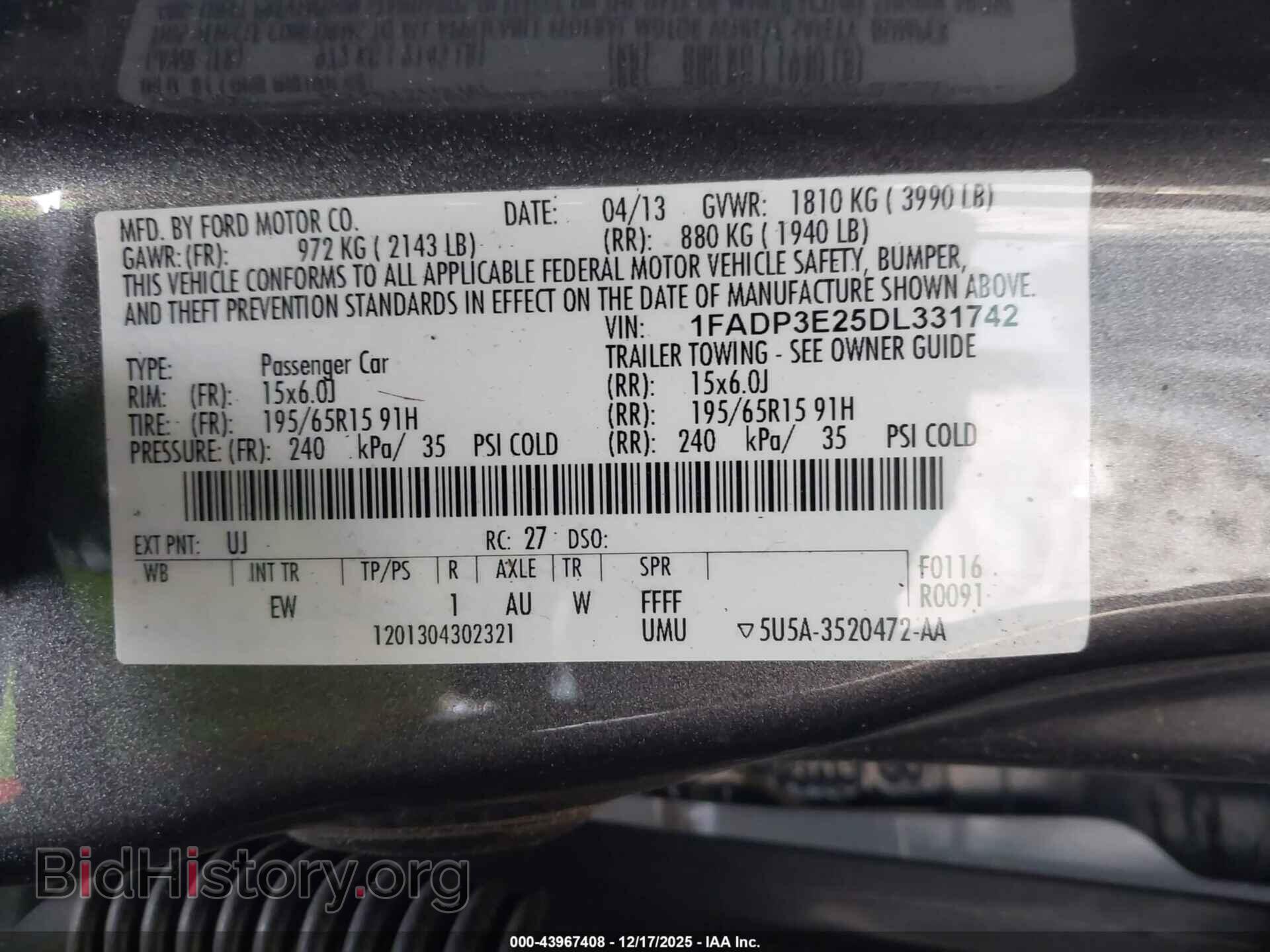 2013 FORD FOCUS - VIN: 1FADP3E25DL331742 - Фото 9