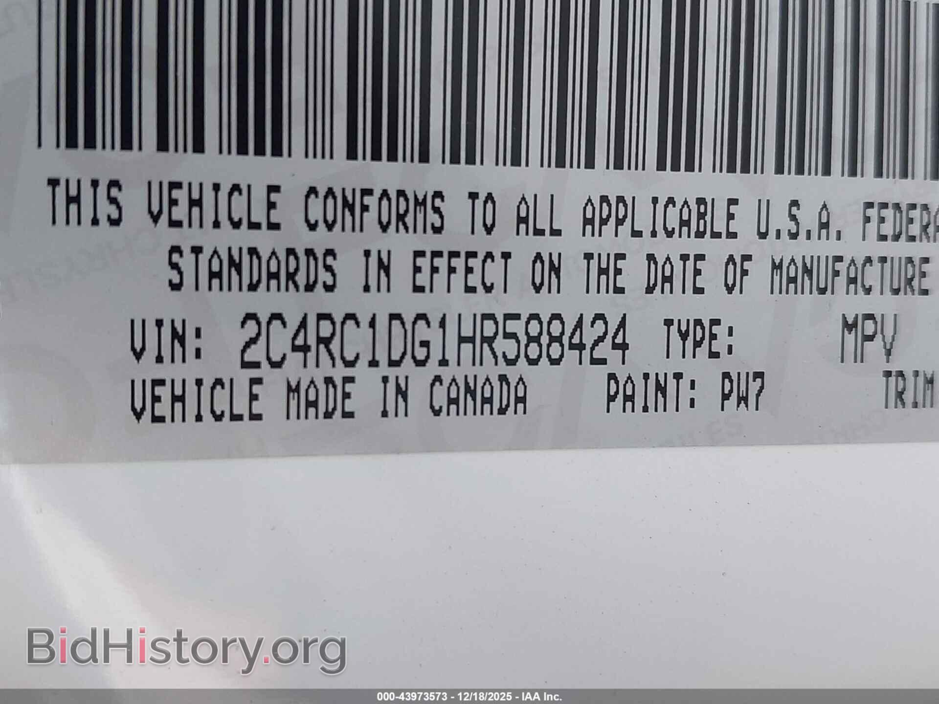 2017 CHRYSLER PACIFICA - VIN: 2C4RC1DG1HR588424 - Фото 9