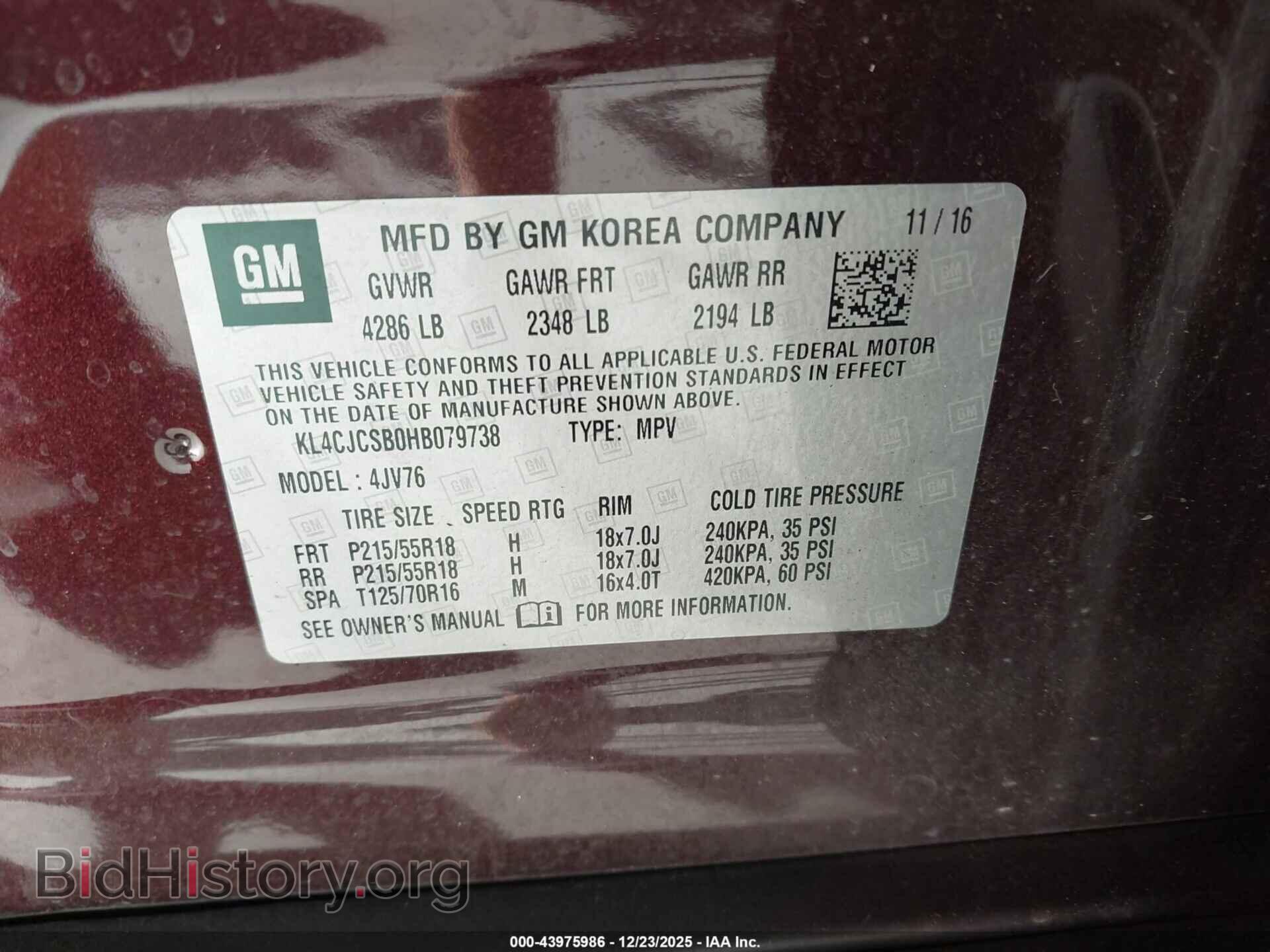 2017 BUICK ENCORE - VIN: KL4CJCSB0HB079738 - Фото 9