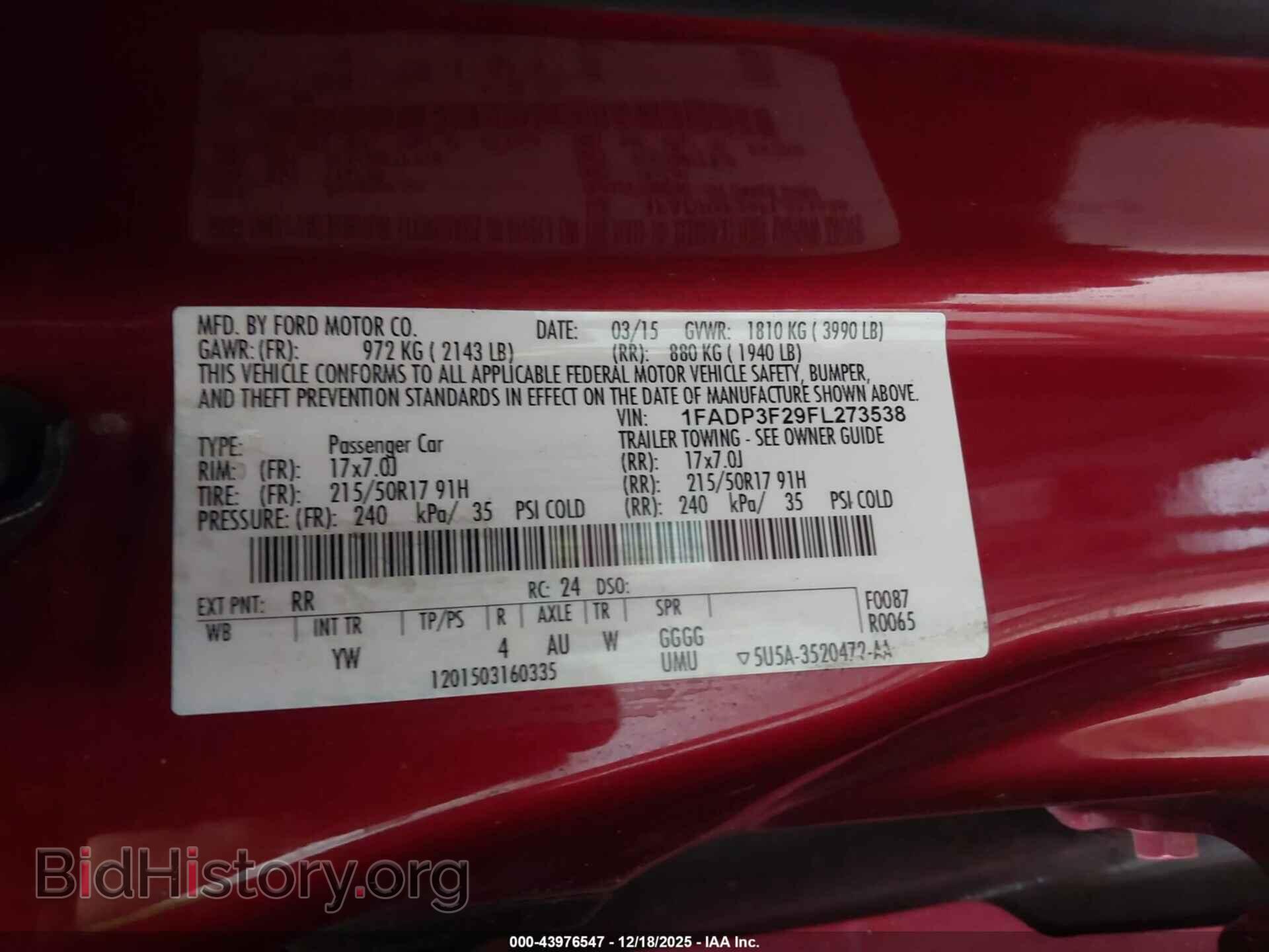 2015 FORD FOCUS - VIN: 1FADP3F29FL273538 - Фото 9