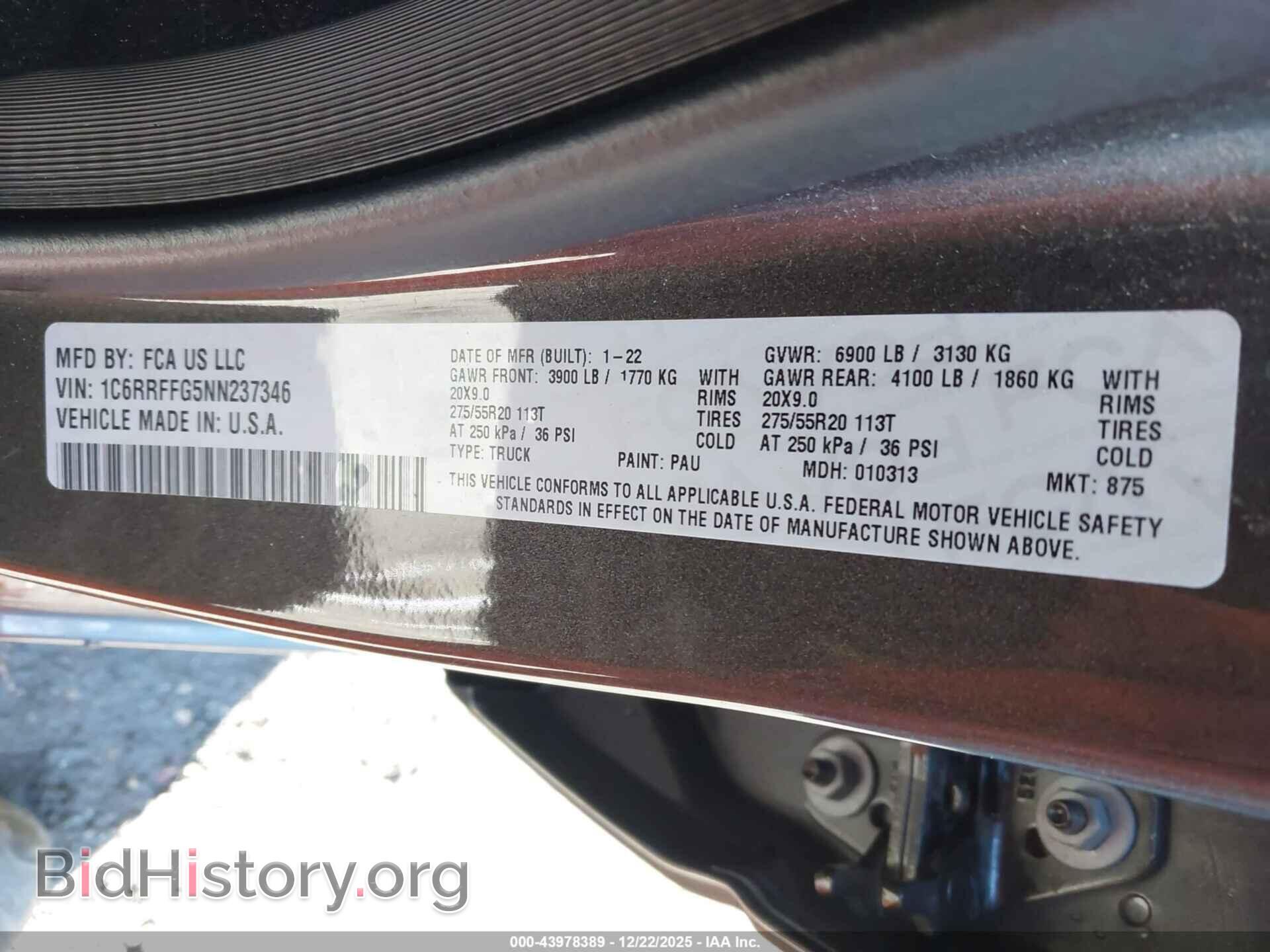 2022 RAM 1500 - VIN: 1C6RRFFG5NN237346 - Фото 9