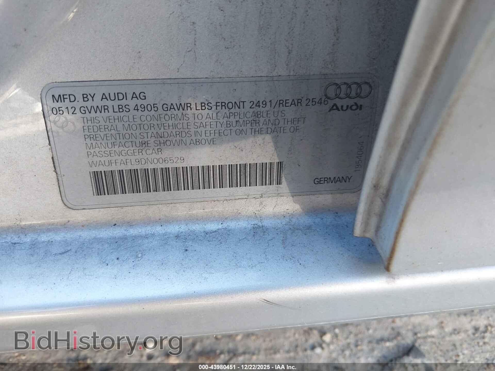 2013 AUDI A4 - VIN: WAUFFAFL9DN006529 - Фото 9