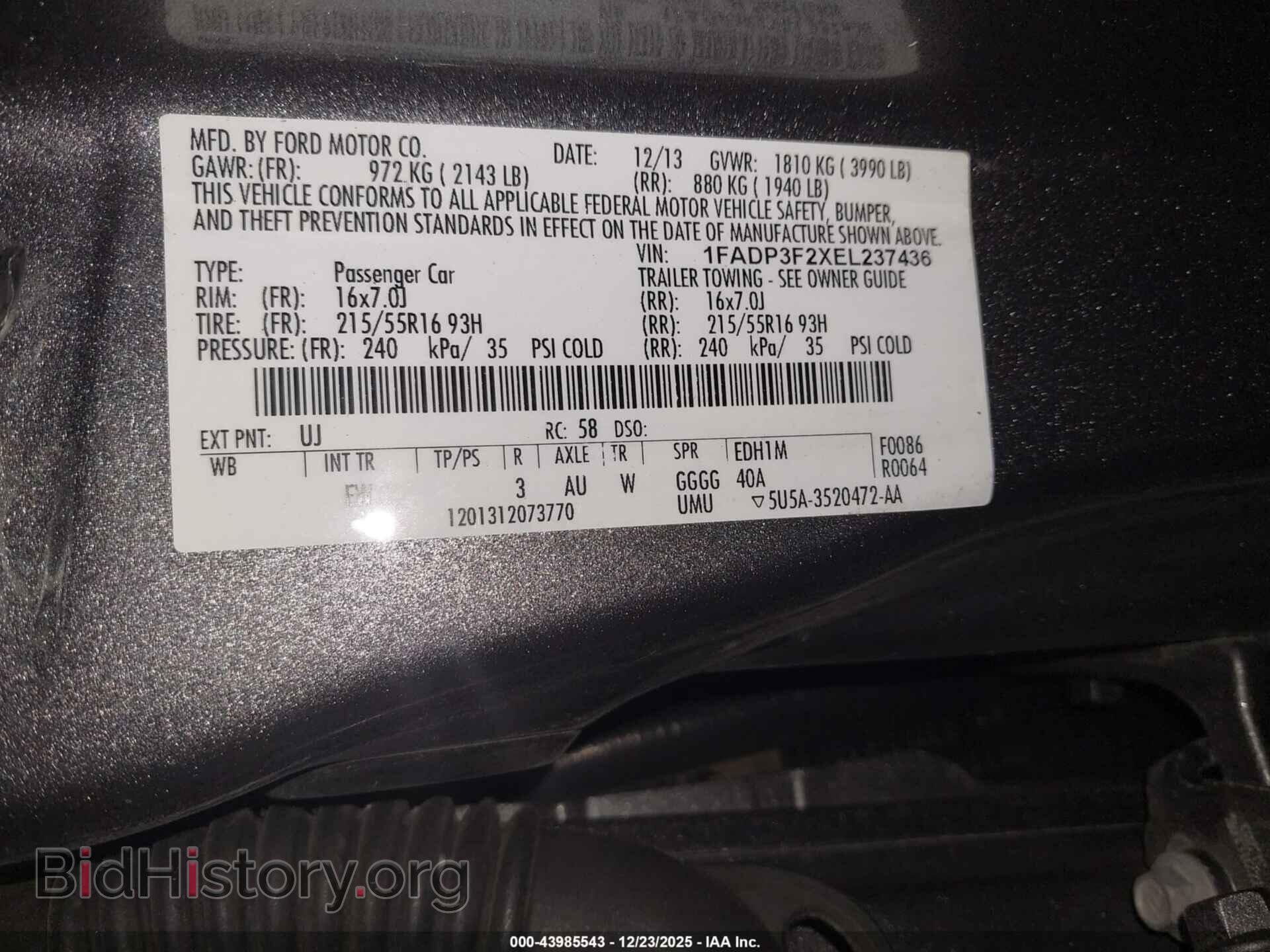 2014 FORD FOCUS - VIN: 1FADP3F2XEL237436 - Фото 9