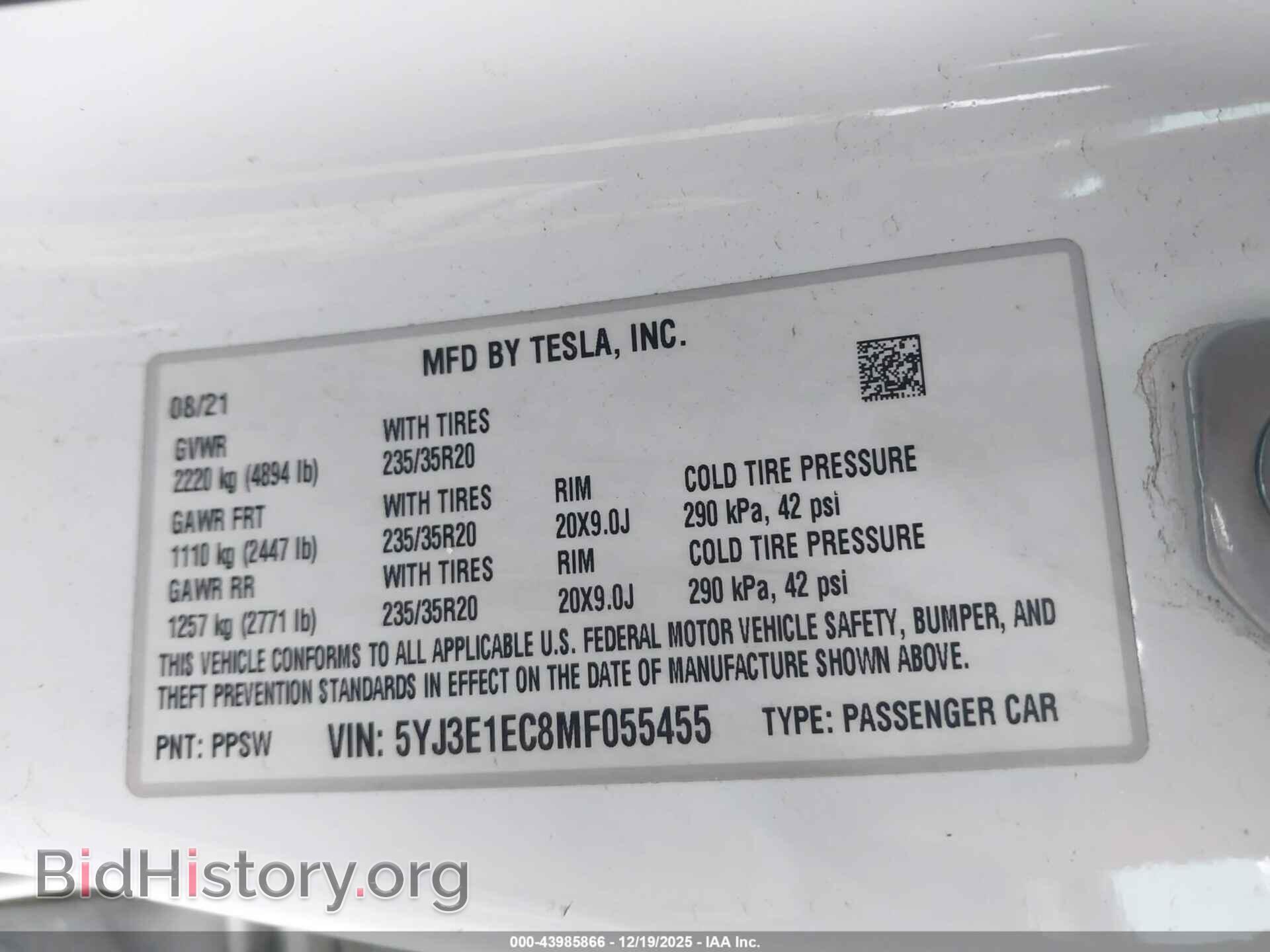 2021 TESLA MODEL 3 - VIN: 5YJ3E1EC8MF055455 - Фото 9