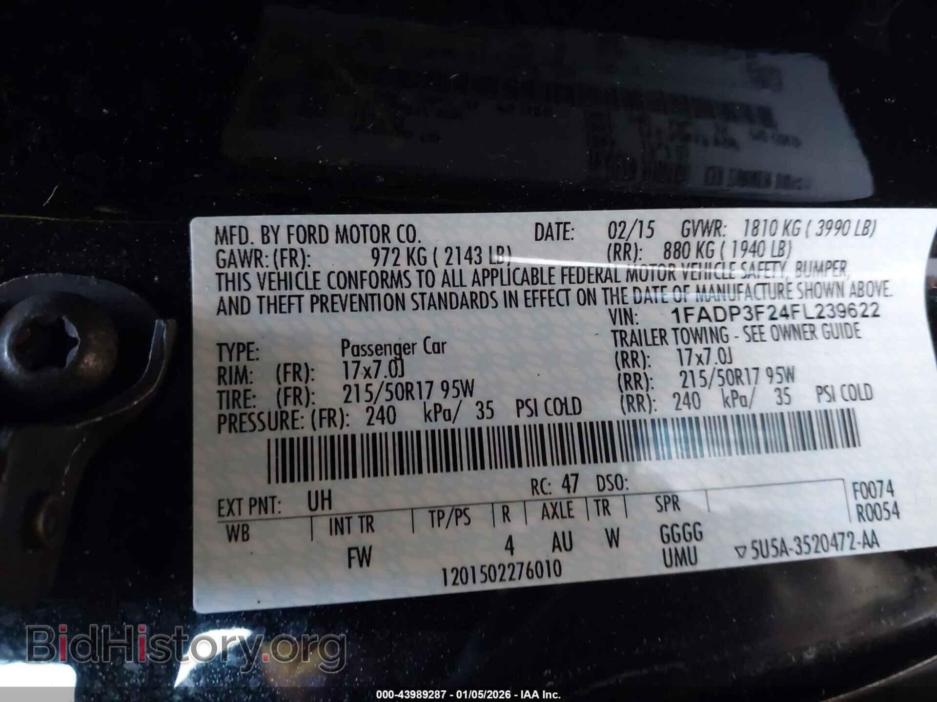 2015 FORD FOCUS - VIN: 1FADP3F24FL239622 - Фото 9