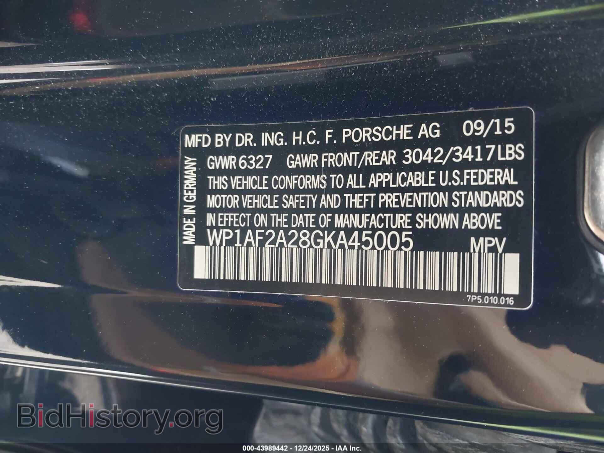 2016 PORSCHE CAYENNE - VIN: WP1AF2A28GKA45005 - Фото 9