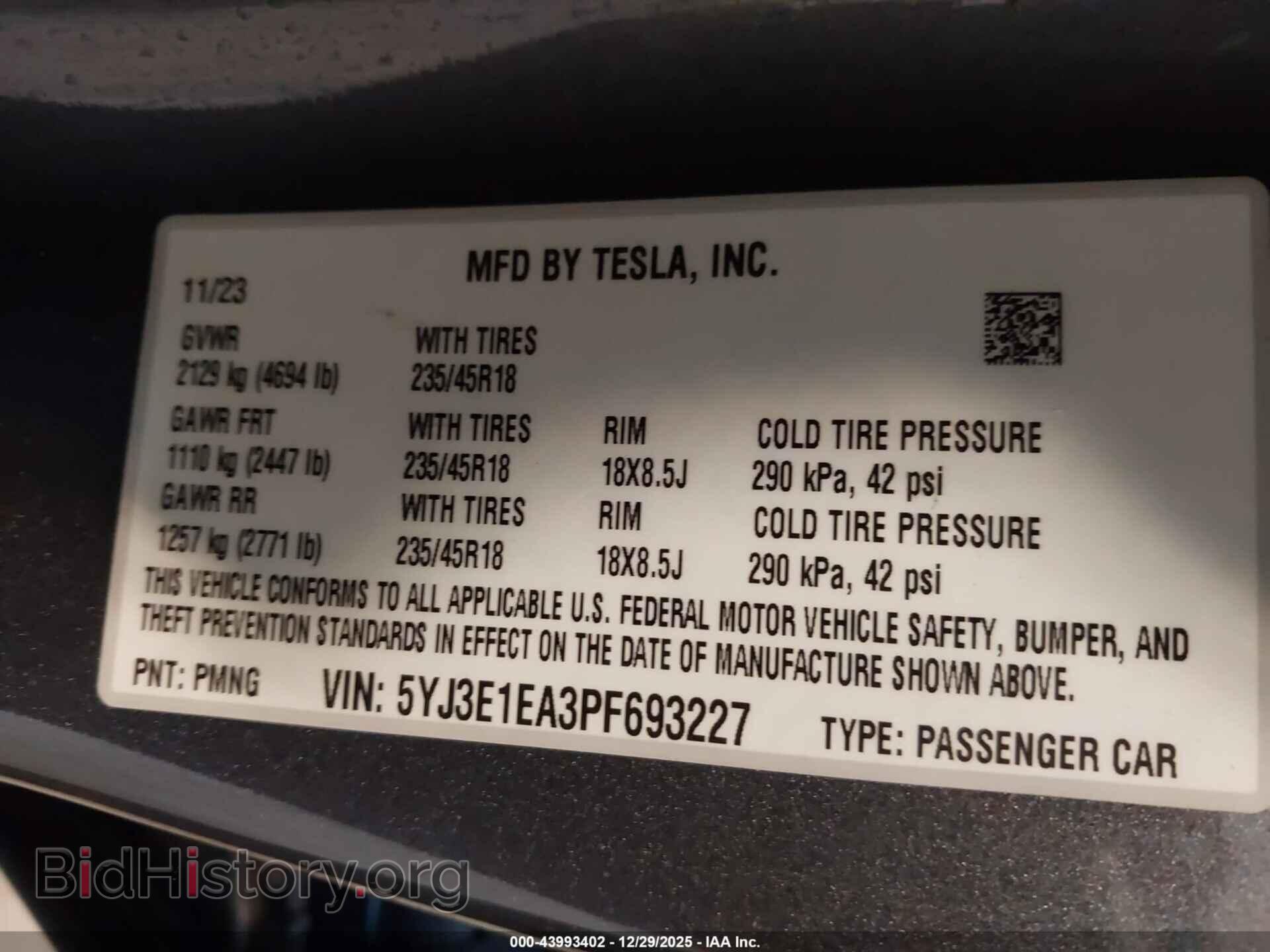 2023 TESLA MODEL 3 - VIN: 5YJ3E1EA3PF693227 - Фото 9