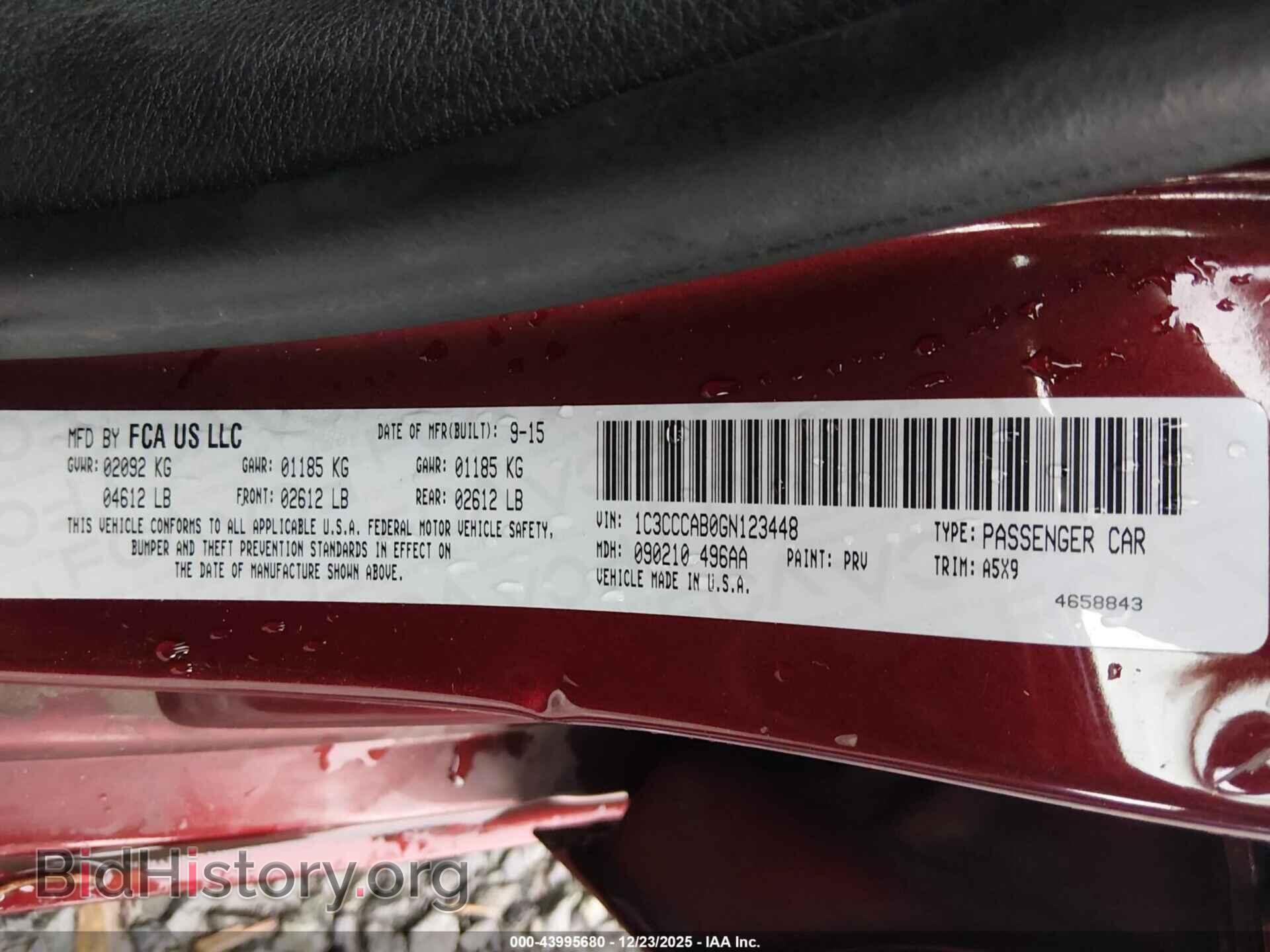 2016 CHRYSLER 200 - VIN: 1C3CCCAB0GN123448 - Фото 9
