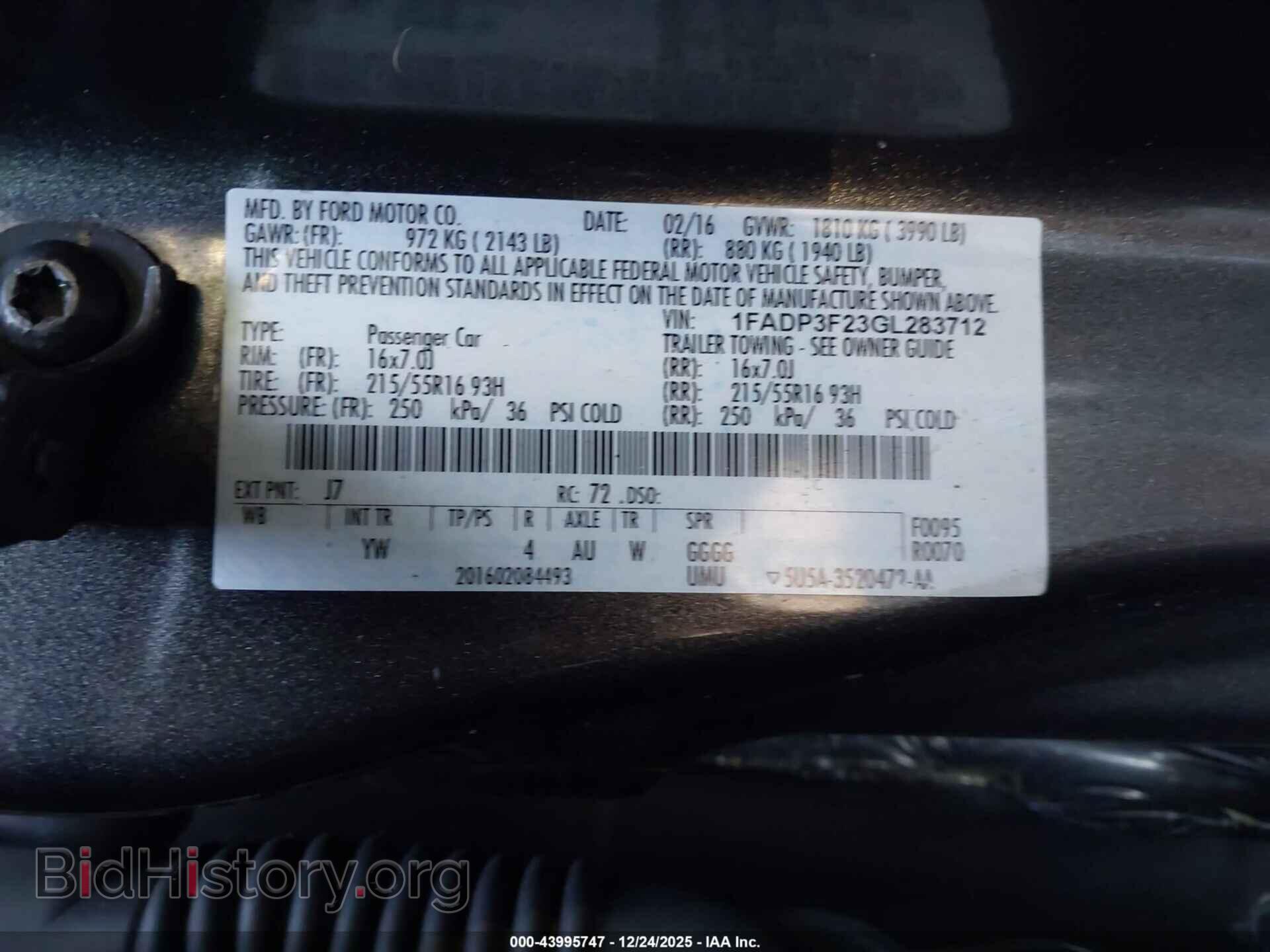 2016 FORD FOCUS - VIN: 1FADP3F23GL283712 - Фото 9
